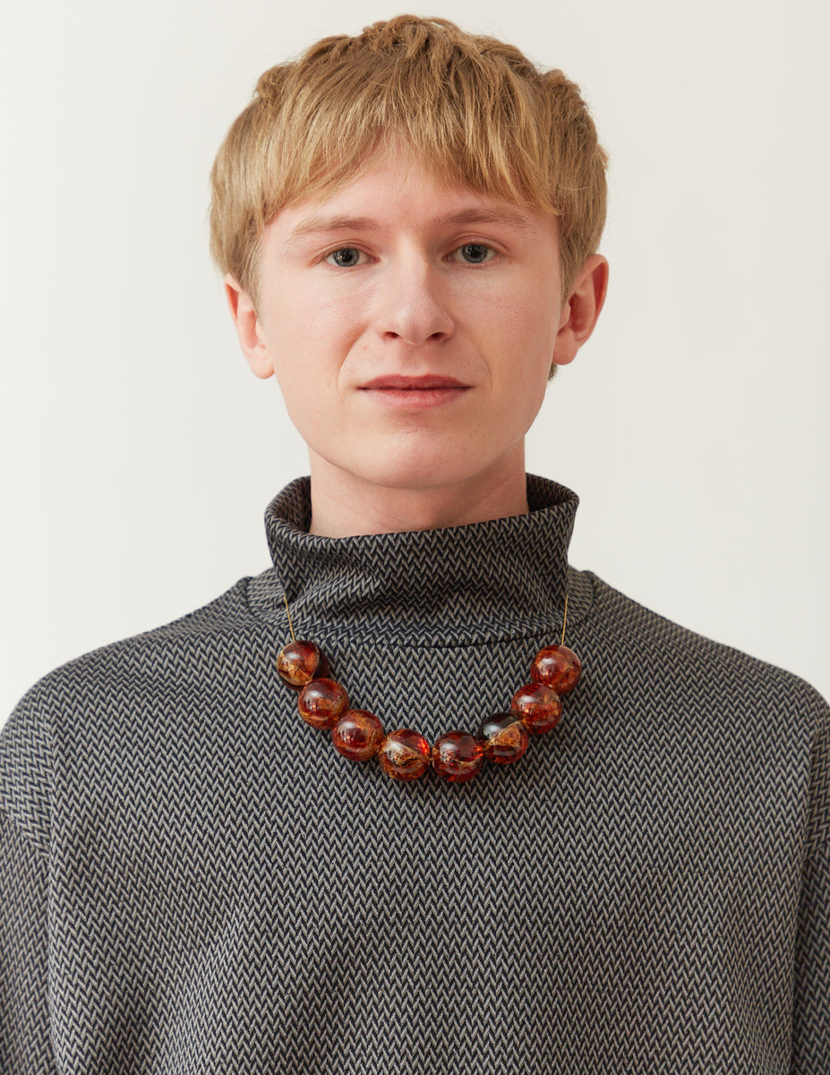 【新品】BIG SYNTHETIC RESIN BEADS NECKLACE Big Bead Plastic Resin? Necklace- 28