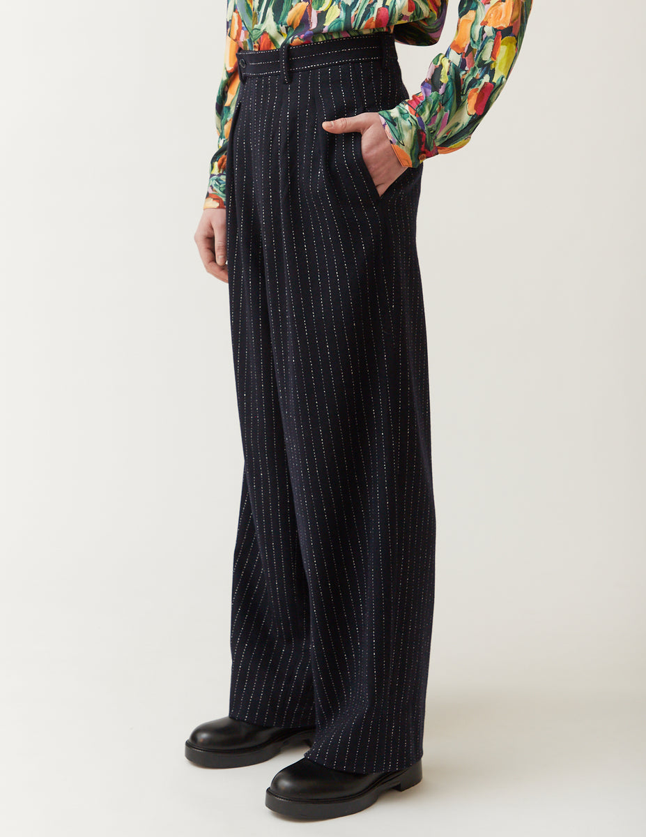 TUCKED WIDE PANTS -navy stripe- – Page 7 – m's braque