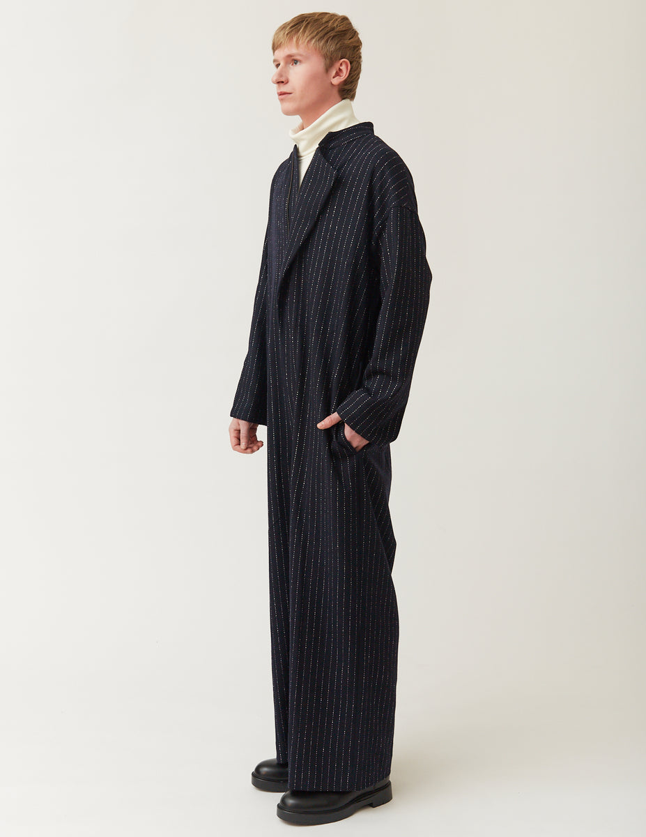 FLY FRONT JUMPSUIT navy x white pinstripe – m's braque