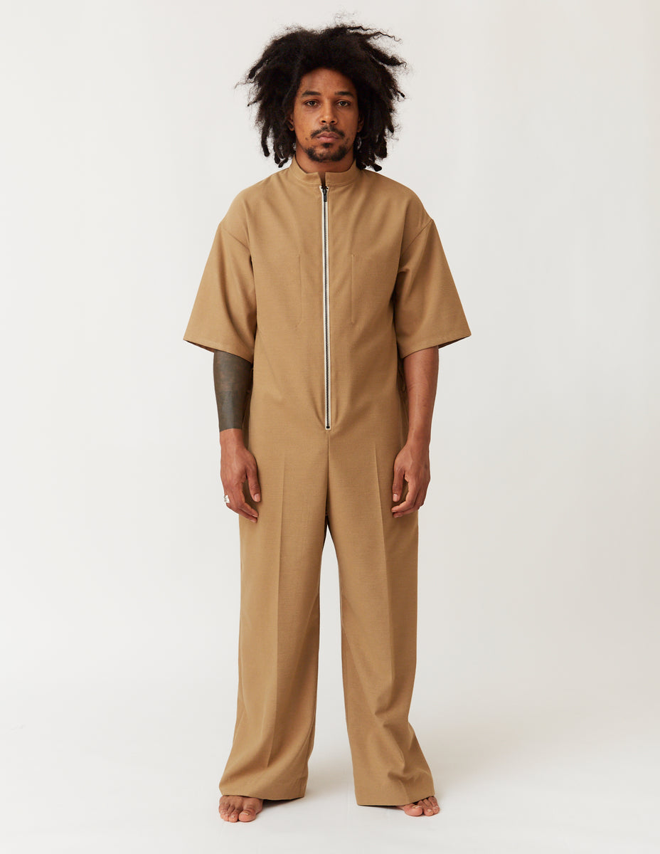 HALF-SLEEVE JUMPSUIT camel