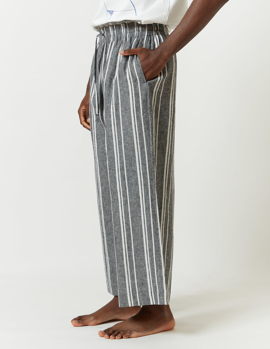 Washable Drawstring Pants grey x white stripe – m's braque