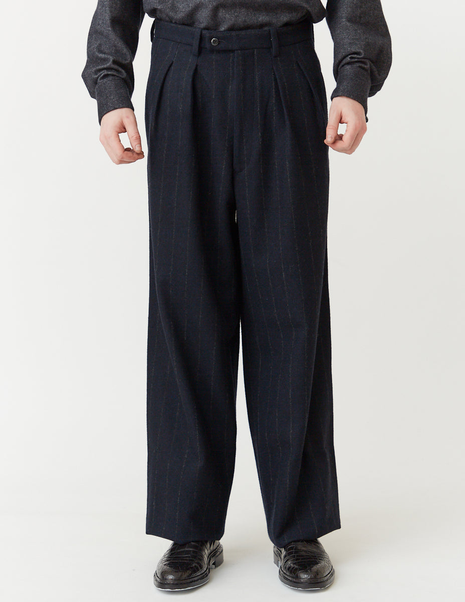 TUCKED WIDE PANTS navy x stripe – m's braque