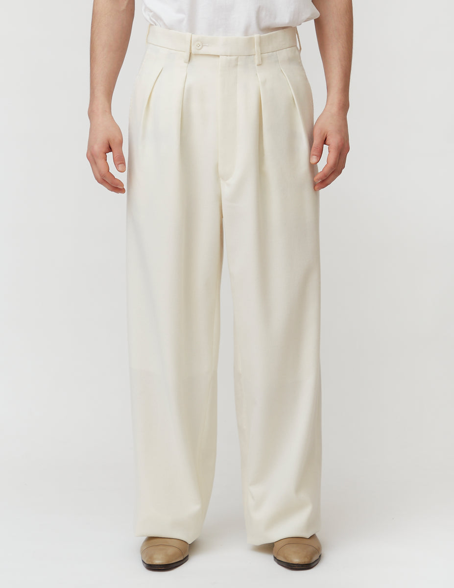 TUCKED WIDE PANTS off white – – m's braque