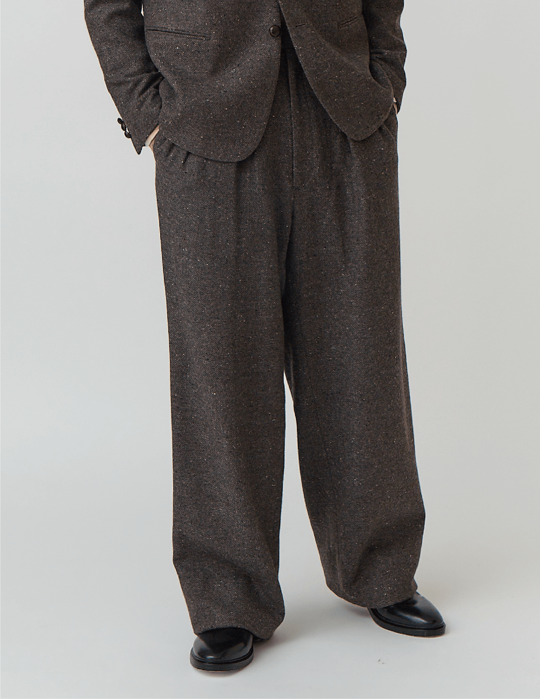 2-IN-TUCKED WIDE DRESS PANTS tweed