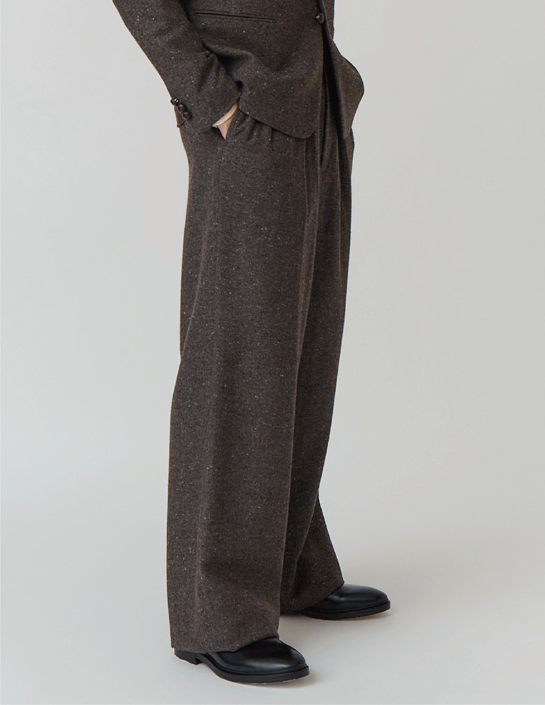 2-IN-TUCKED WIDE DRESS PANTS tweed