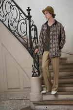 FULLY LINED OVER SHIRT jacquard check navy/brown