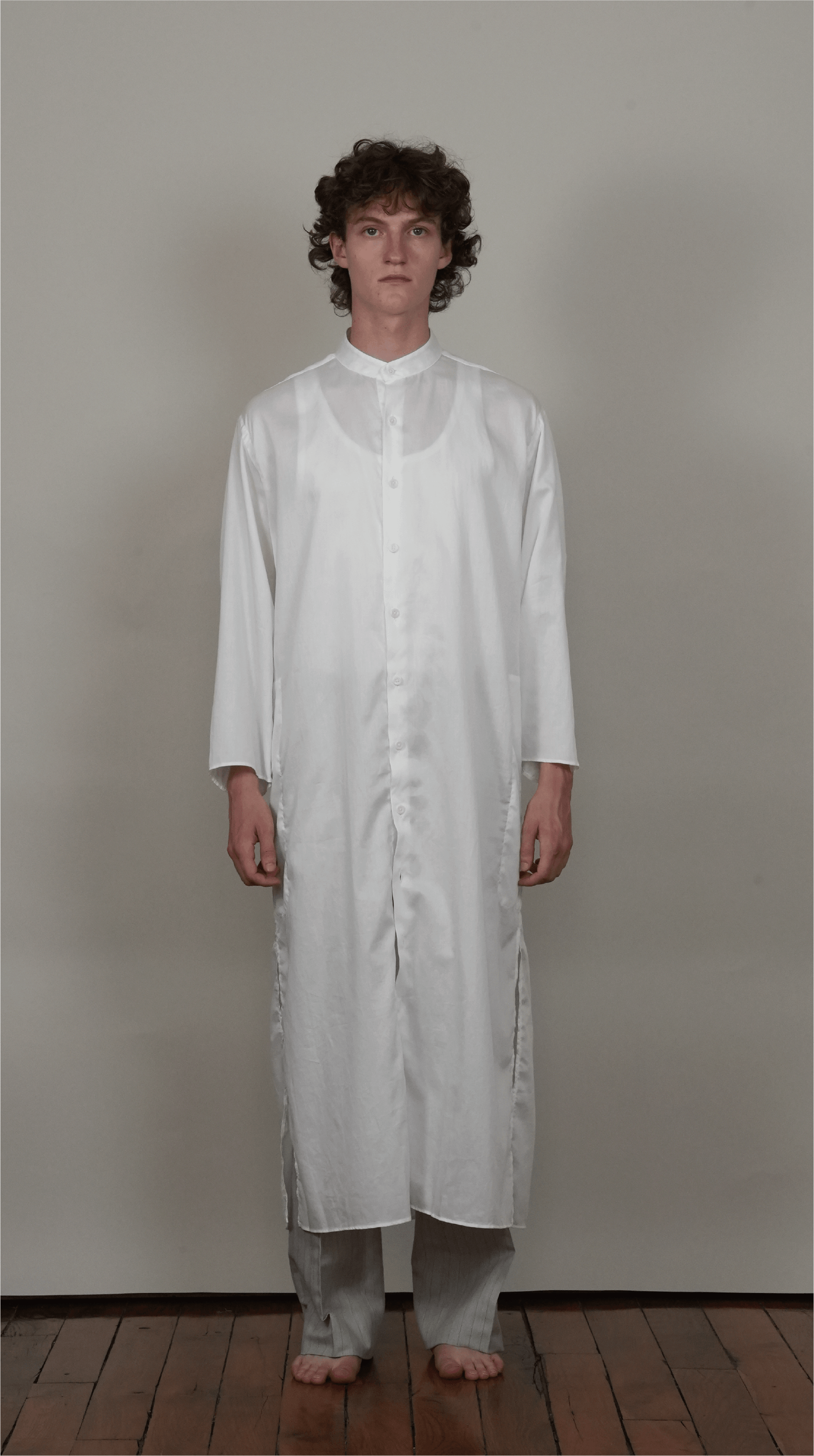 MAXI LENGTH KAFTAN SHIRT white