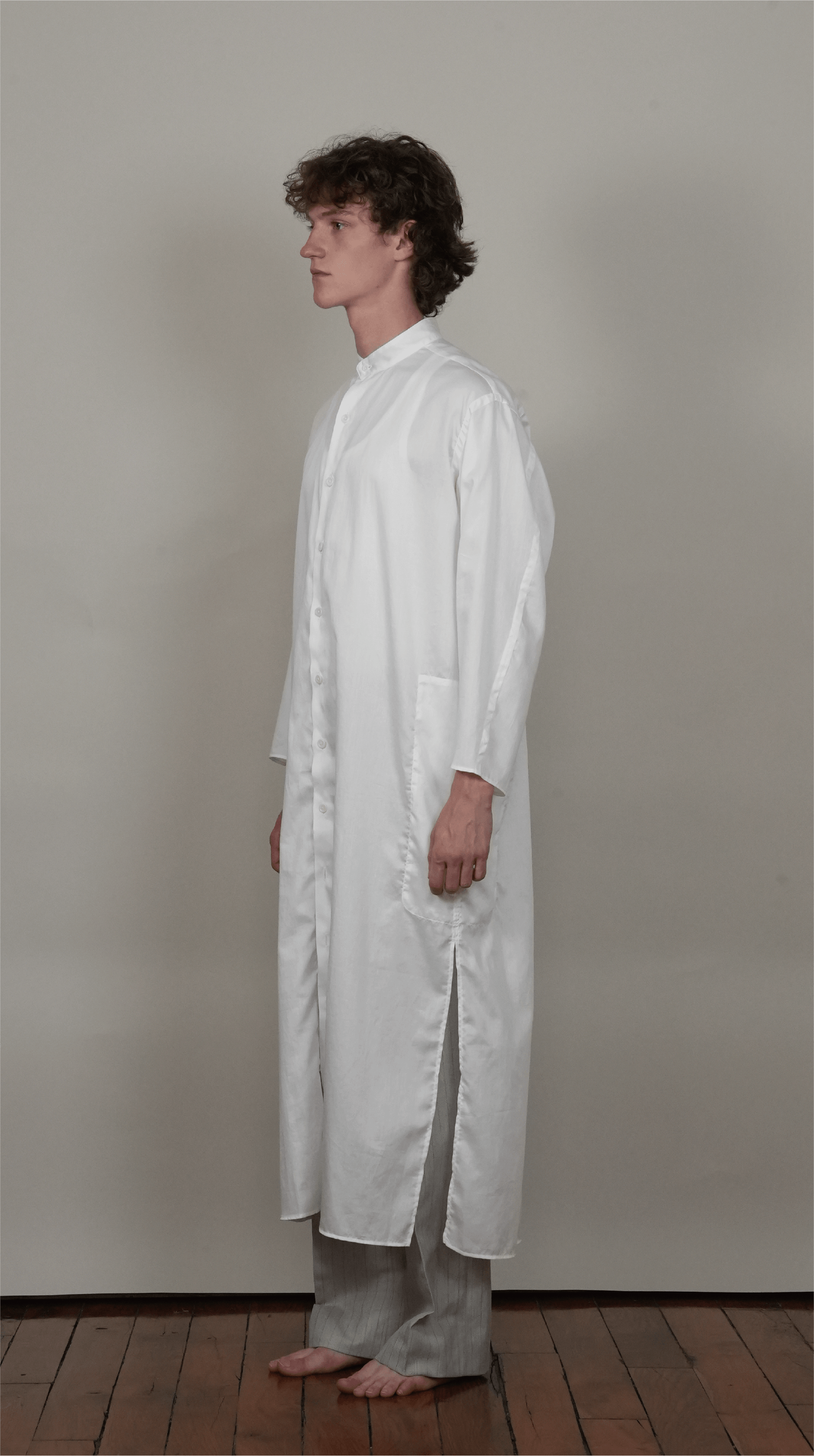 MAXI LENGTH KAFTAN SHIRT white