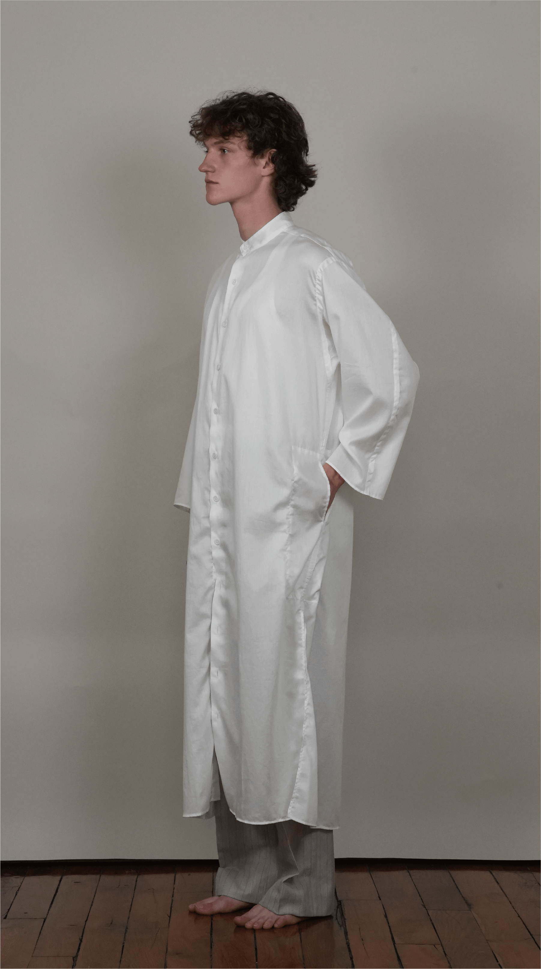 MAXI LENGTH KAFTAN SHIRT white