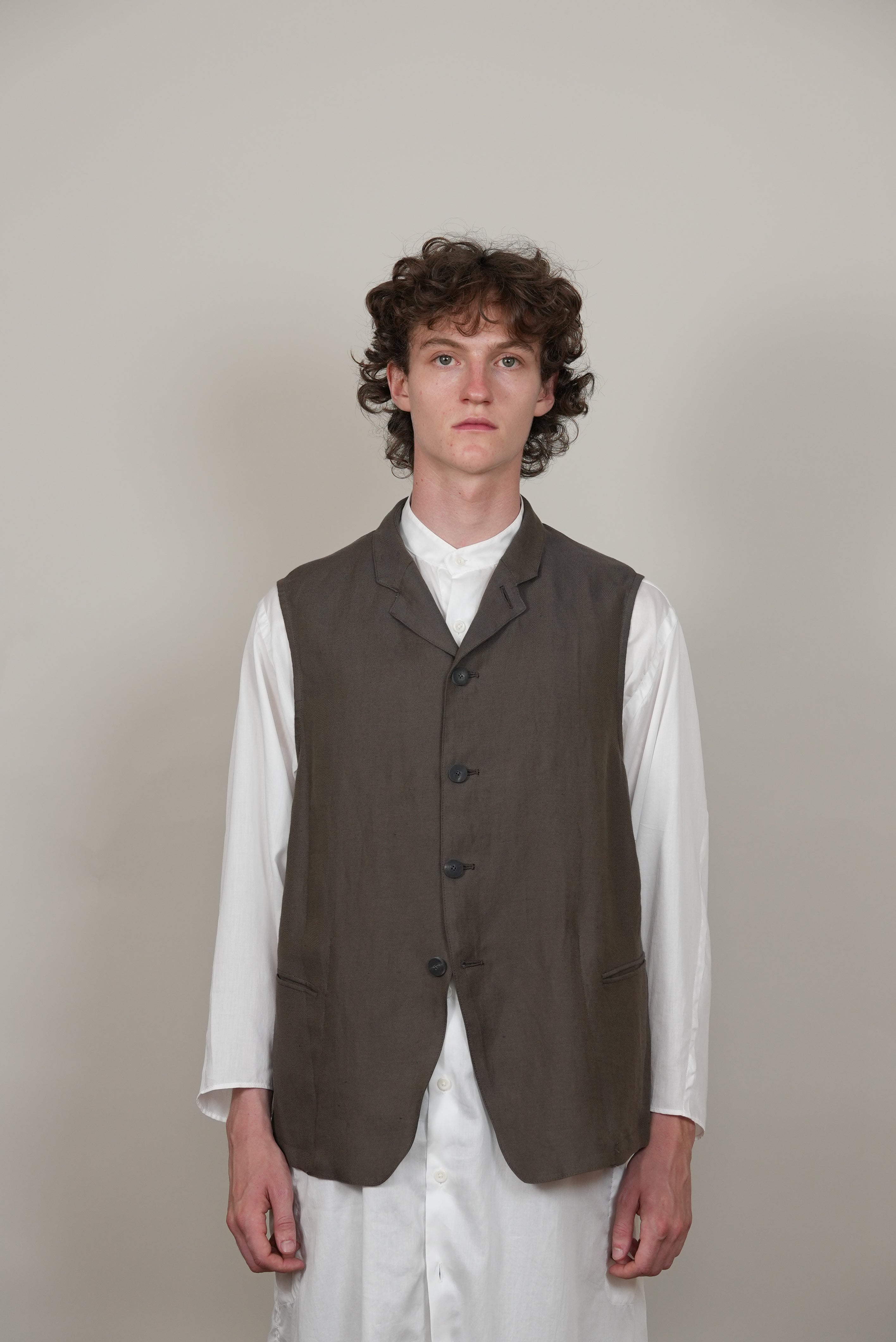 Stand-Up Collar Gilet khaki brown/black