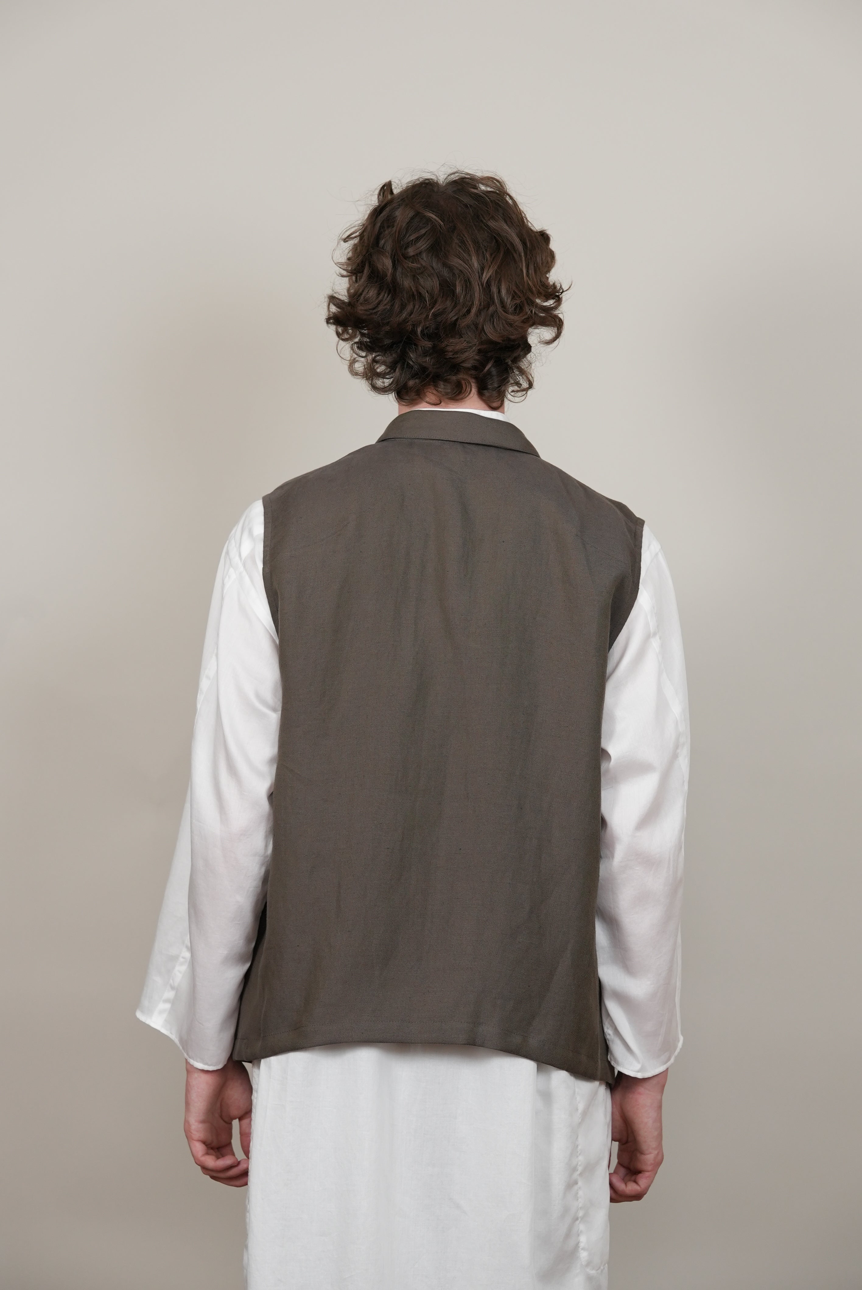 Stand-Up Collar Gilet khaki brown/black