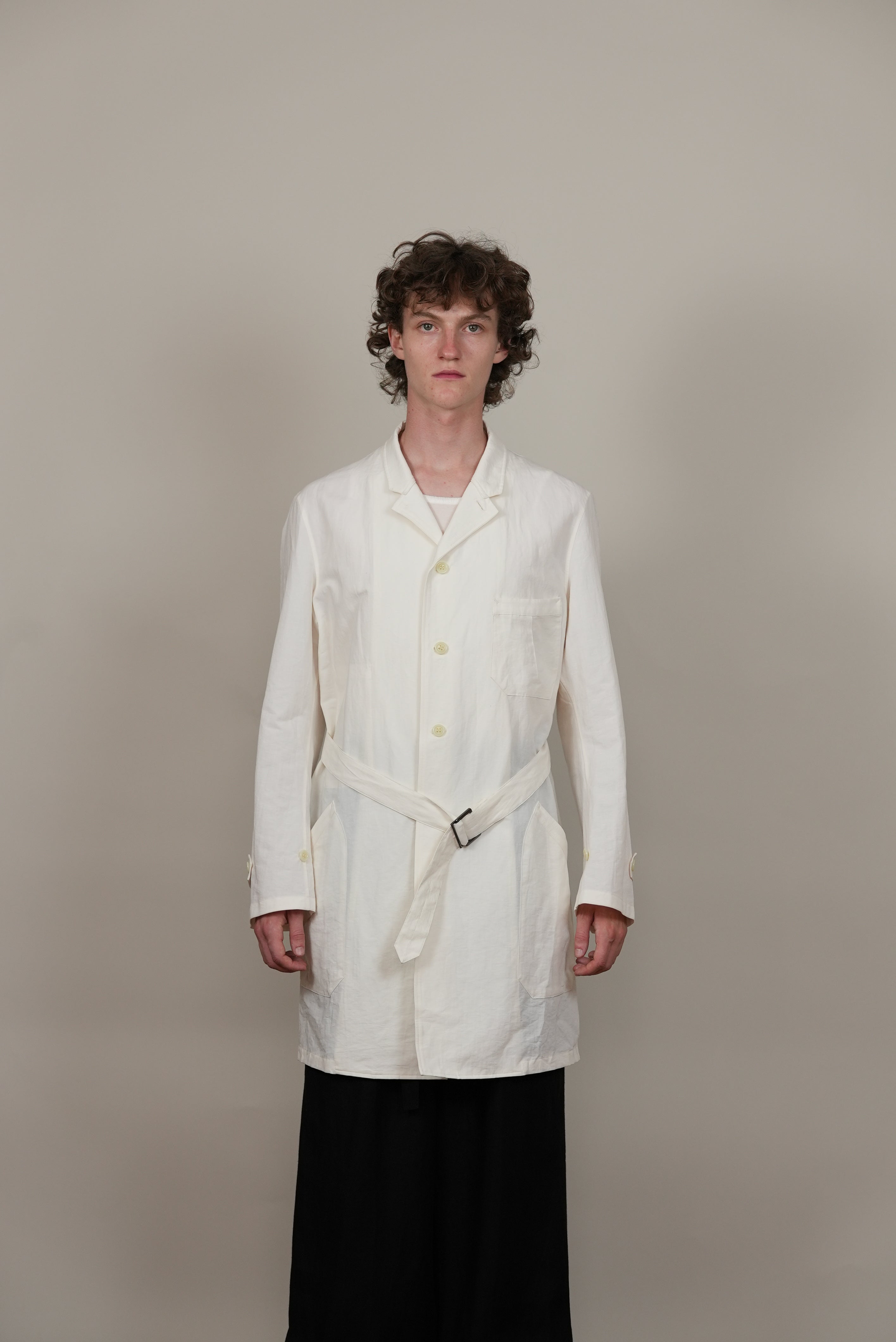 Stand-Up Collar Work Coat off white