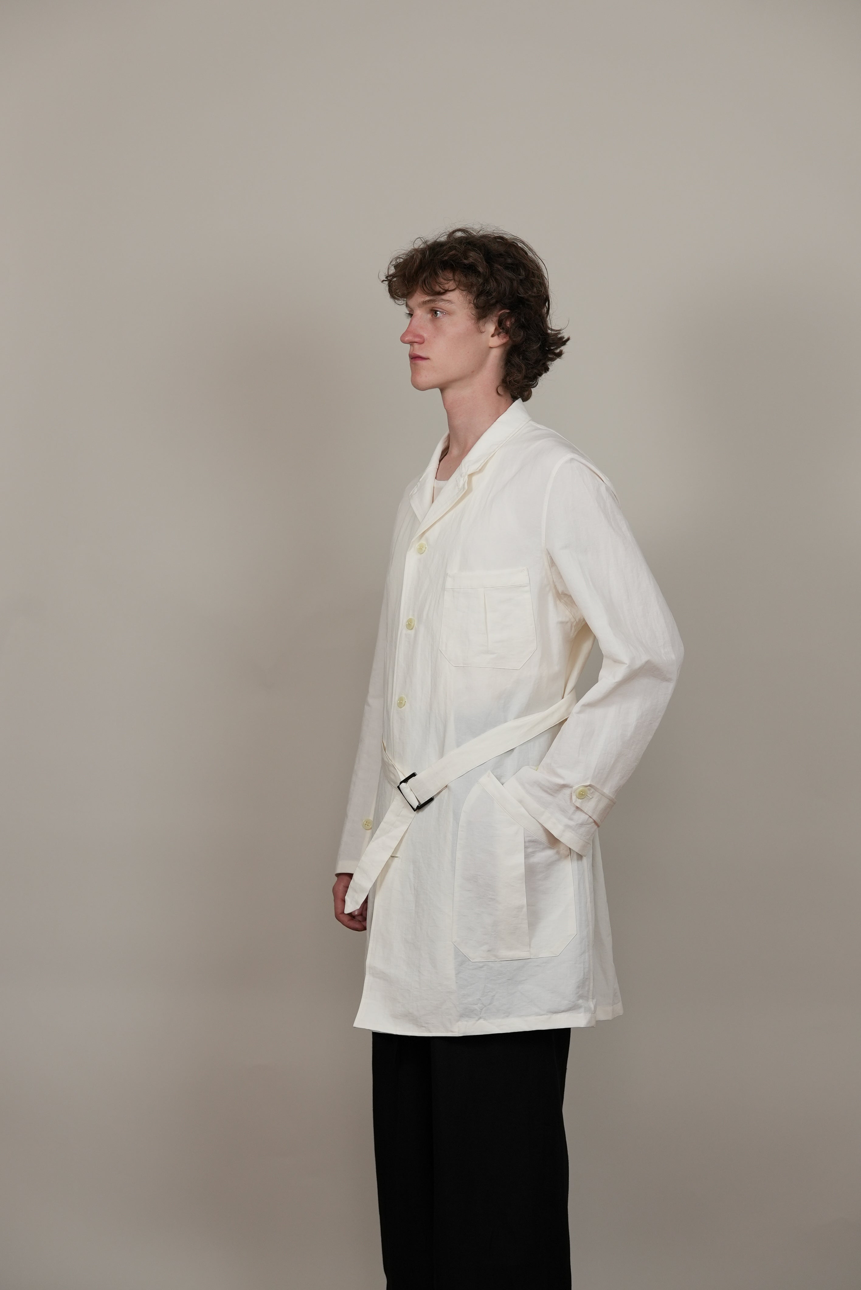Stand-Up Collar Work Coat off white