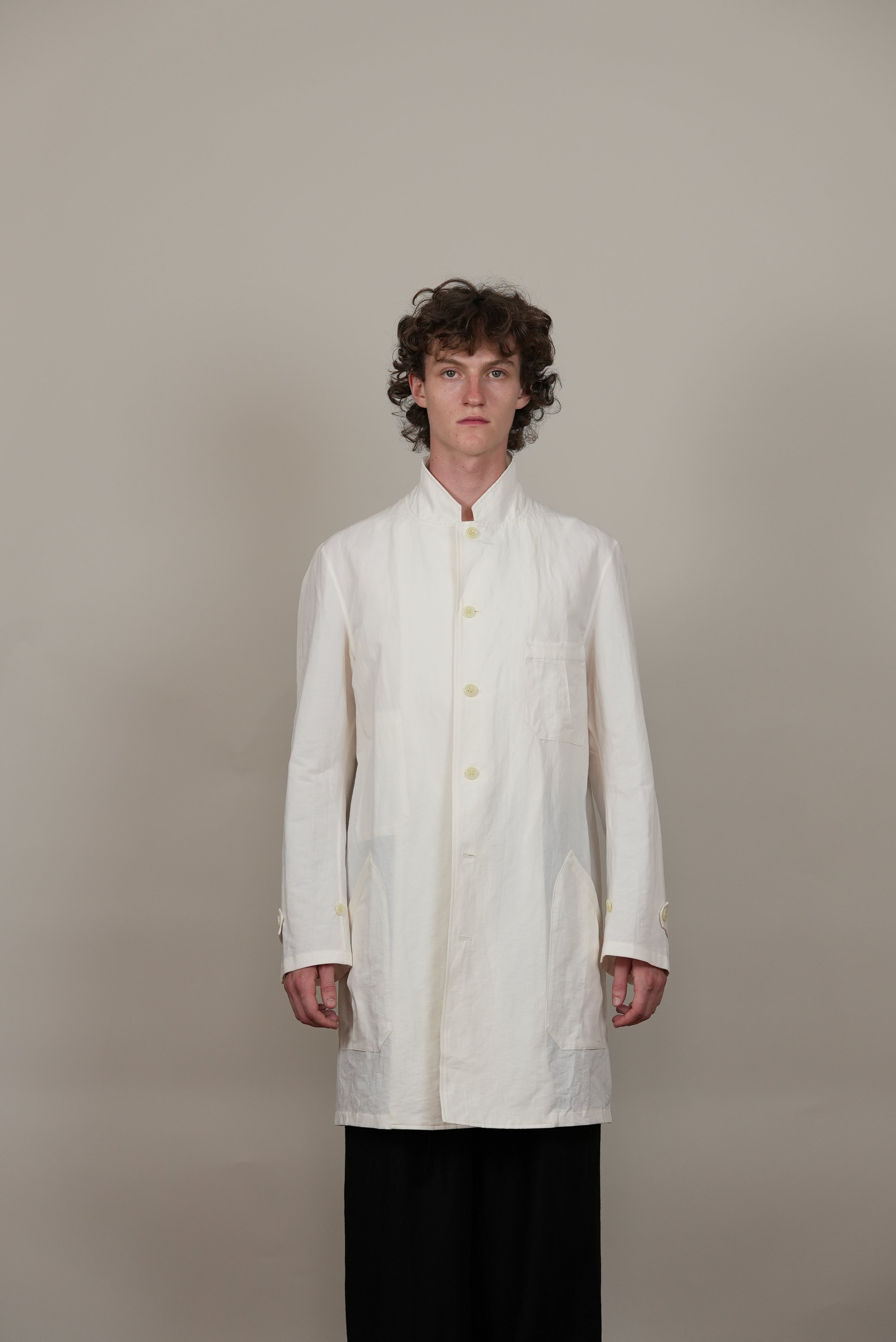 Stand-Up Collar Work Coat off white