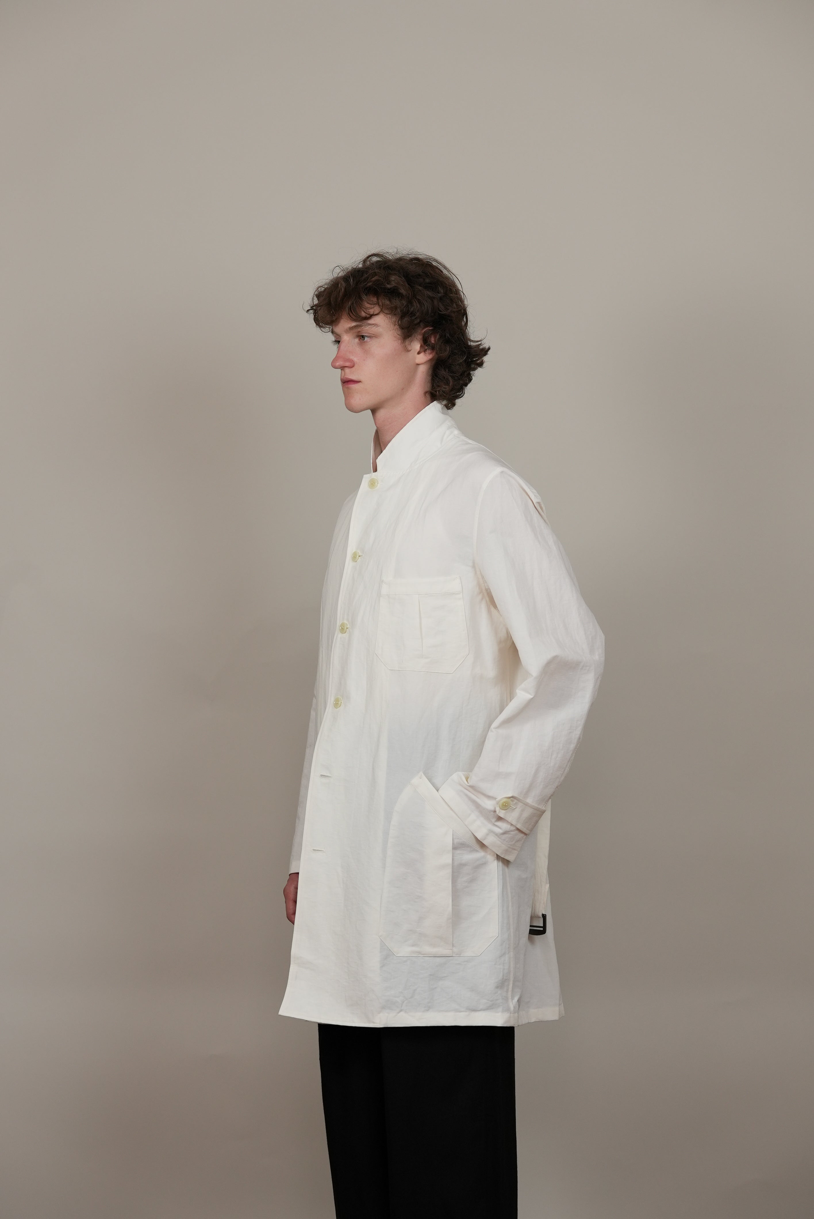 Stand-Up Collar Work Coat off white