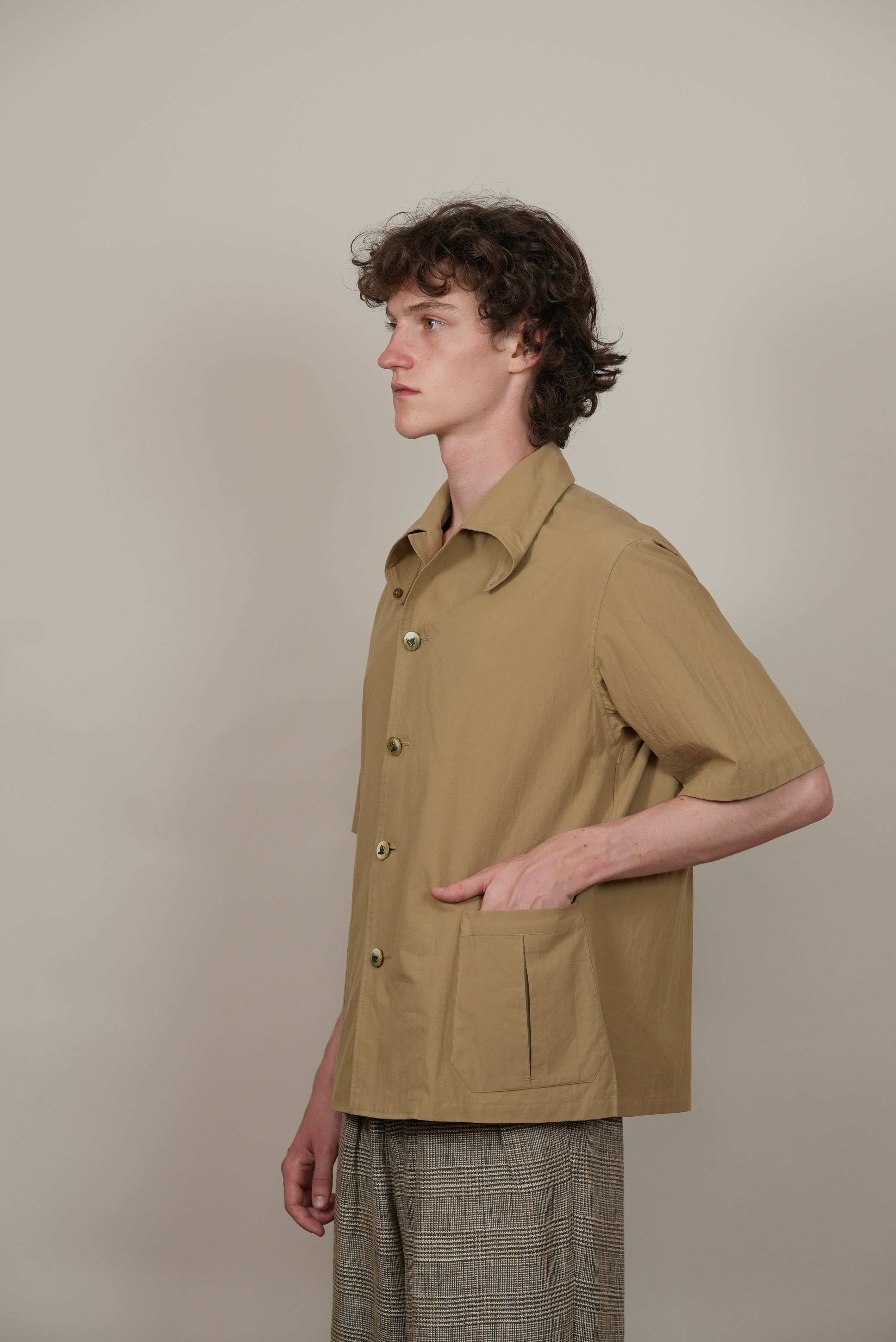HALF SLEEVE SAFARI SHIRT light brown