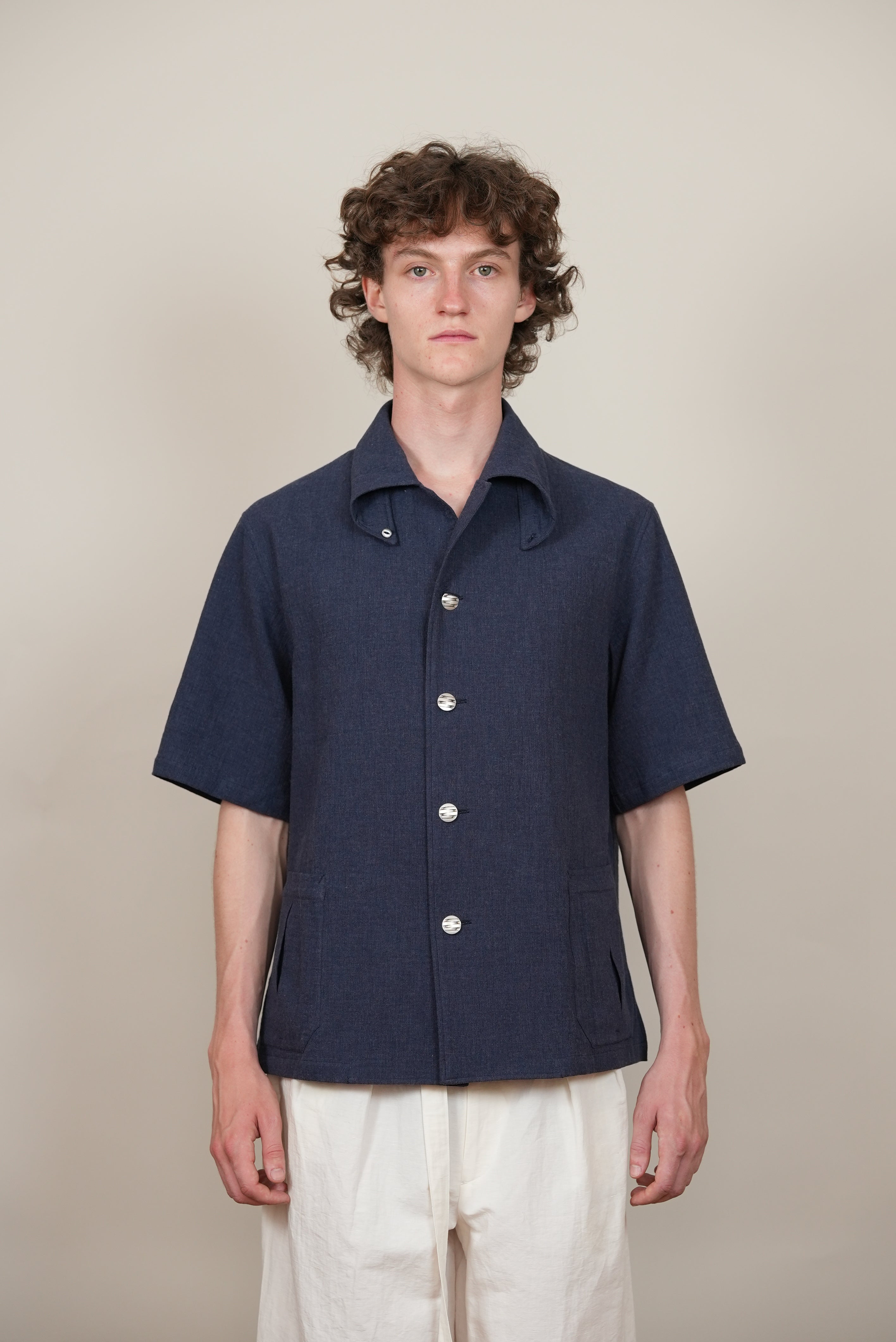 HALF SLEEVE SAFARI SHIRT navy