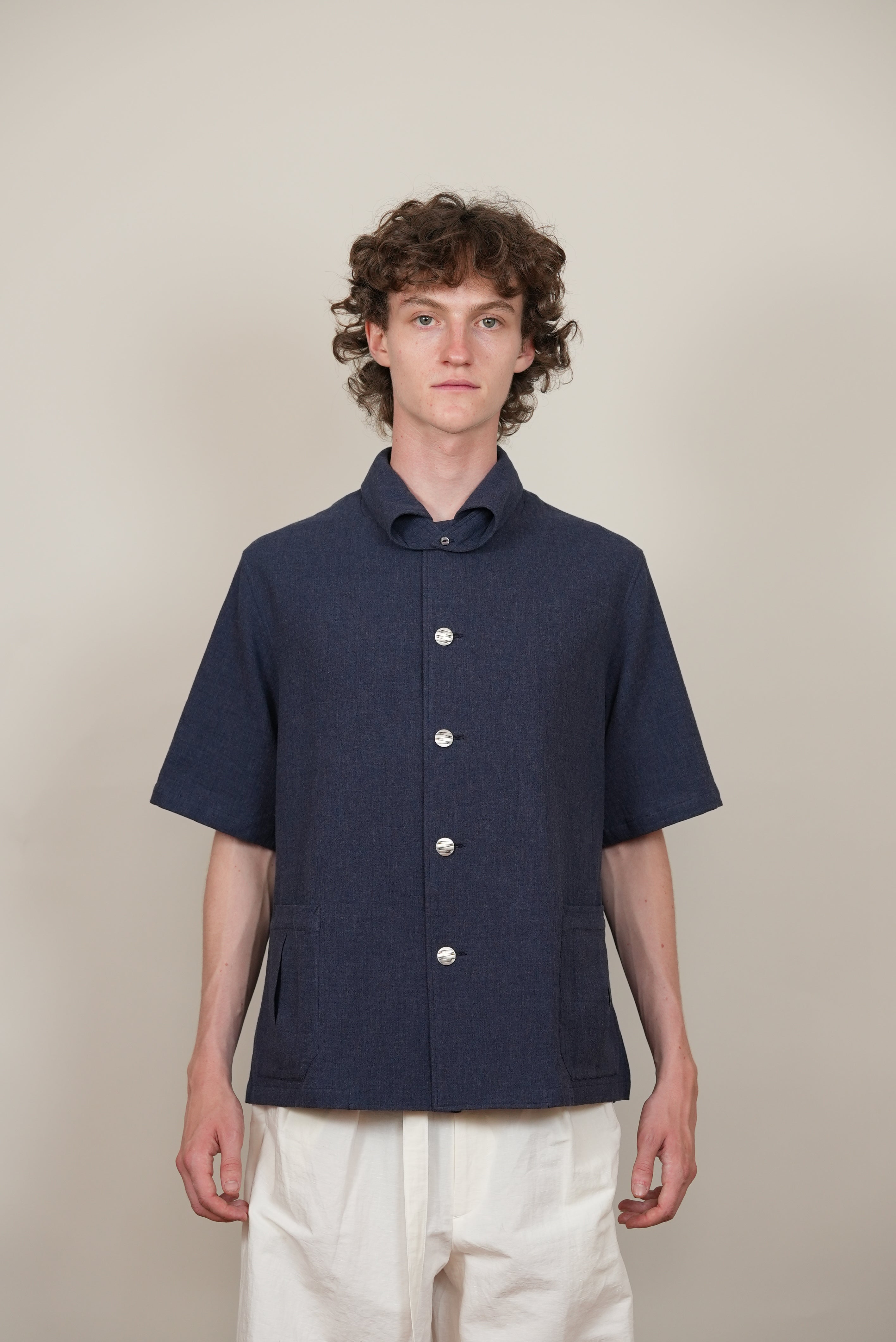 HALF SLEEVE SAFARI SHIRT navy
