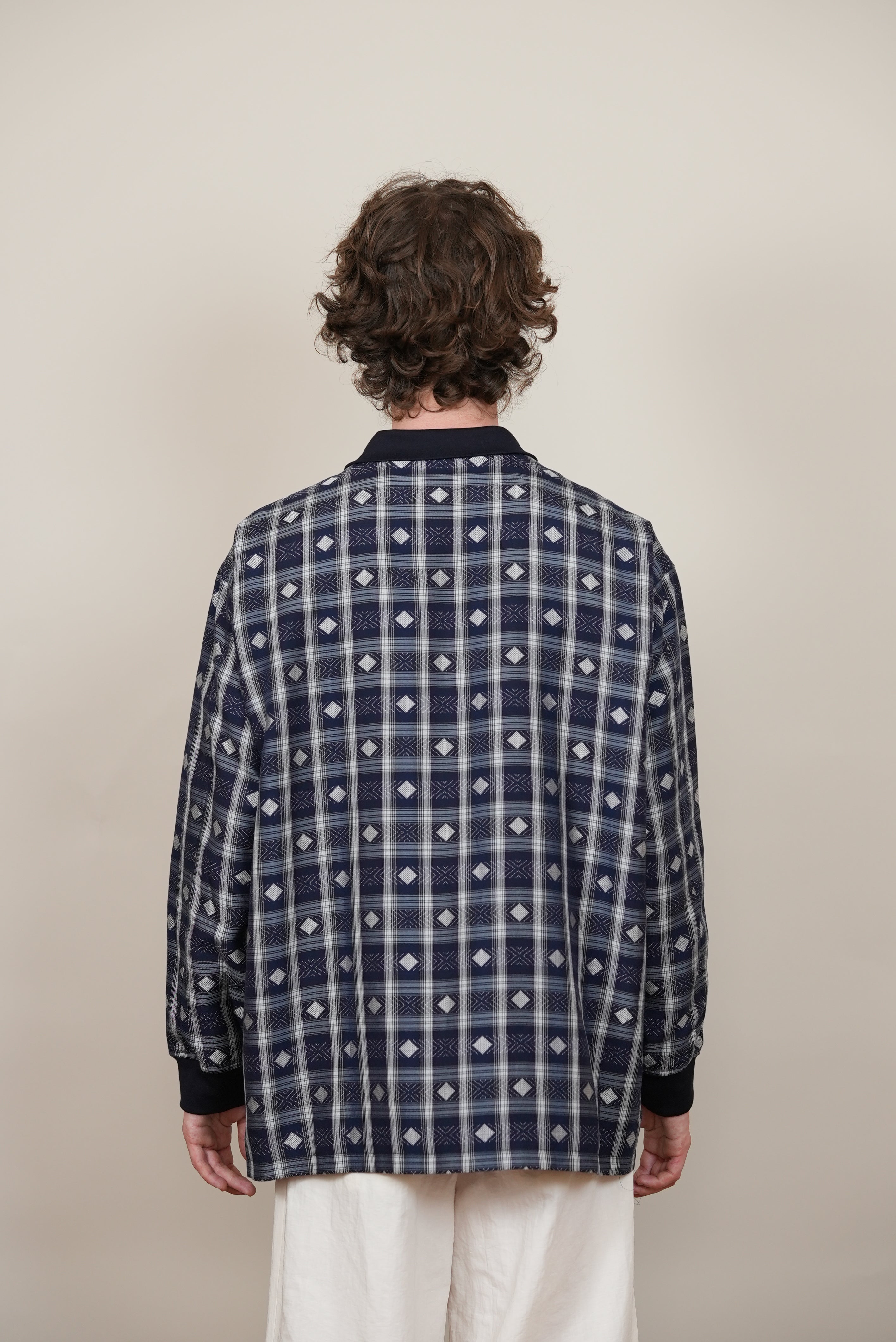 FULLY LINED OVER SHIRT jacquard check navy/brown
