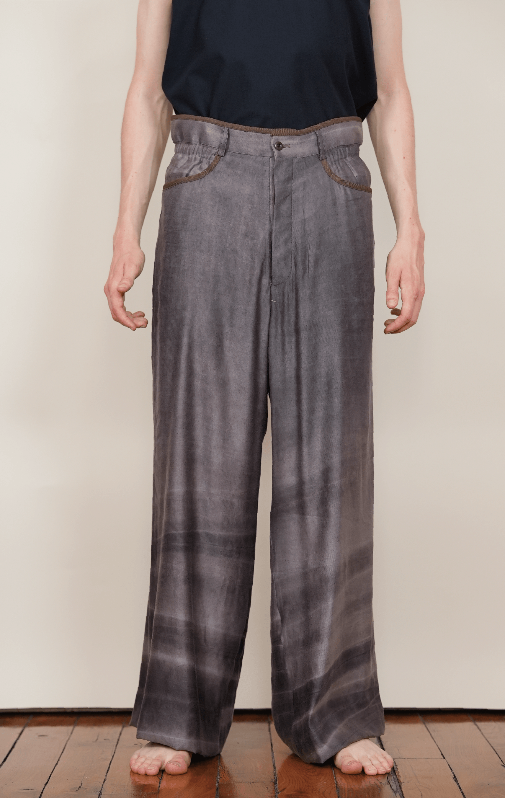 NO-TUCK ELASTCI WAIST PANTS mauve bleach