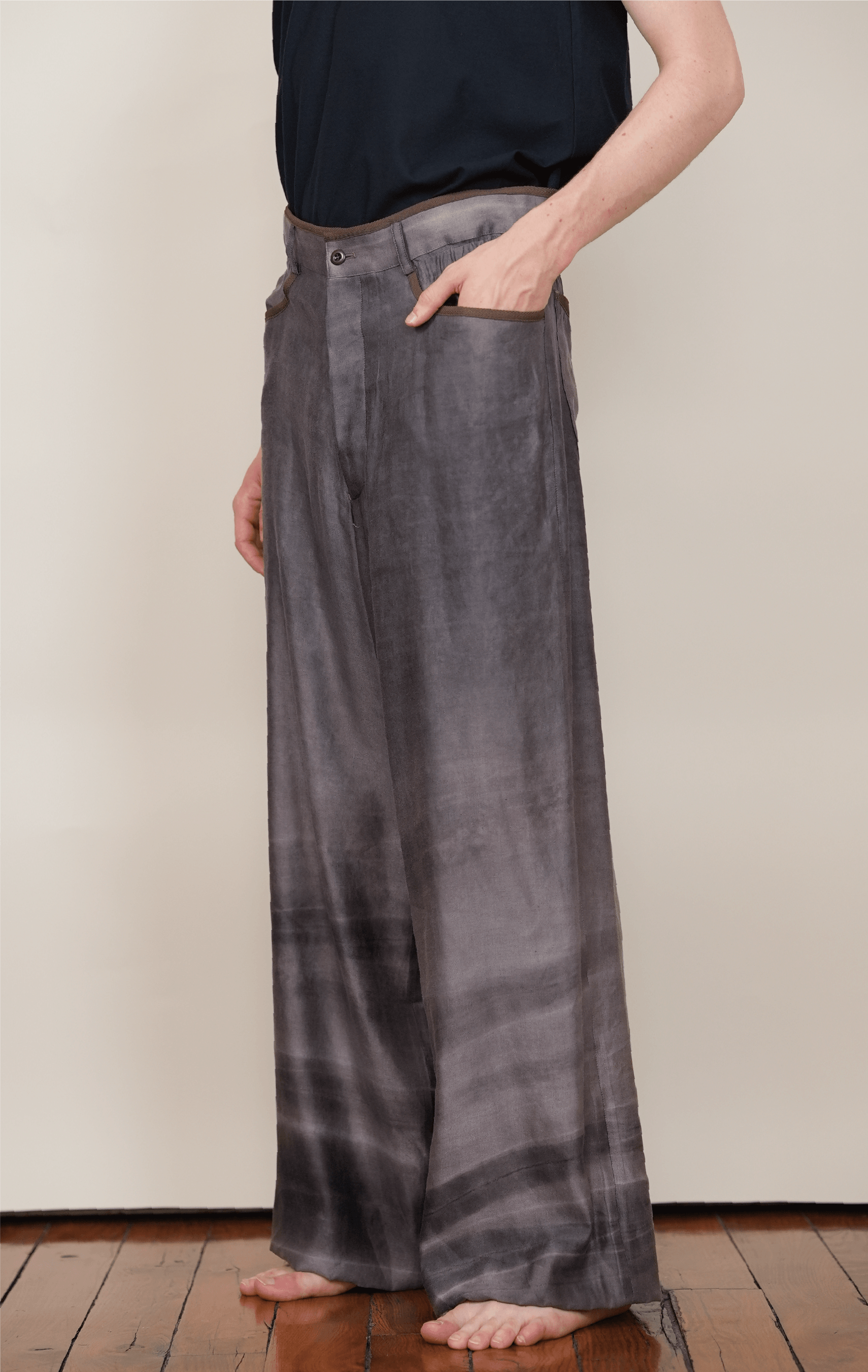 NO-TUCK ELASTCI WAIST PANTS mauve bleach