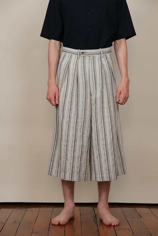CROPPED 2-IN-TUCKED WIDE DRESS PANTS grey multi stripe