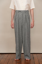 2-IN-TUCKED WIDE DRESS PANTS grey check