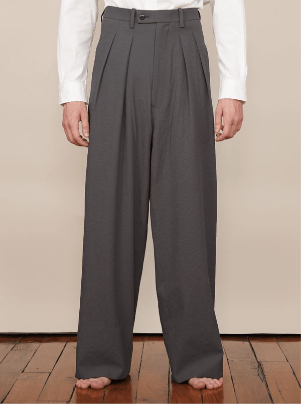 2-IN-TUCKED WIDE DRESS PANTS grey amunzen