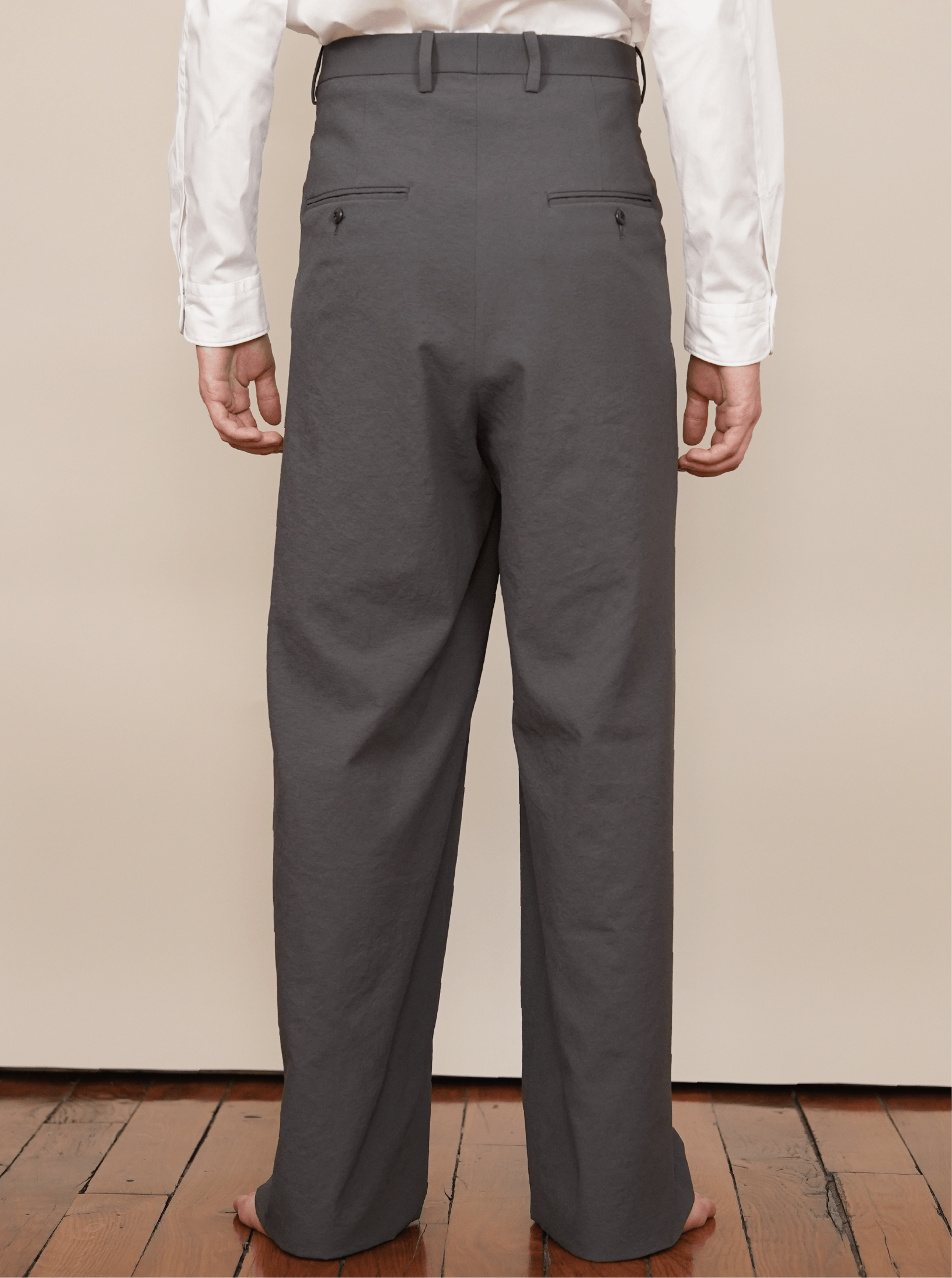 2-IN-TUCKED WIDE DRESS PANTS grey amunzen