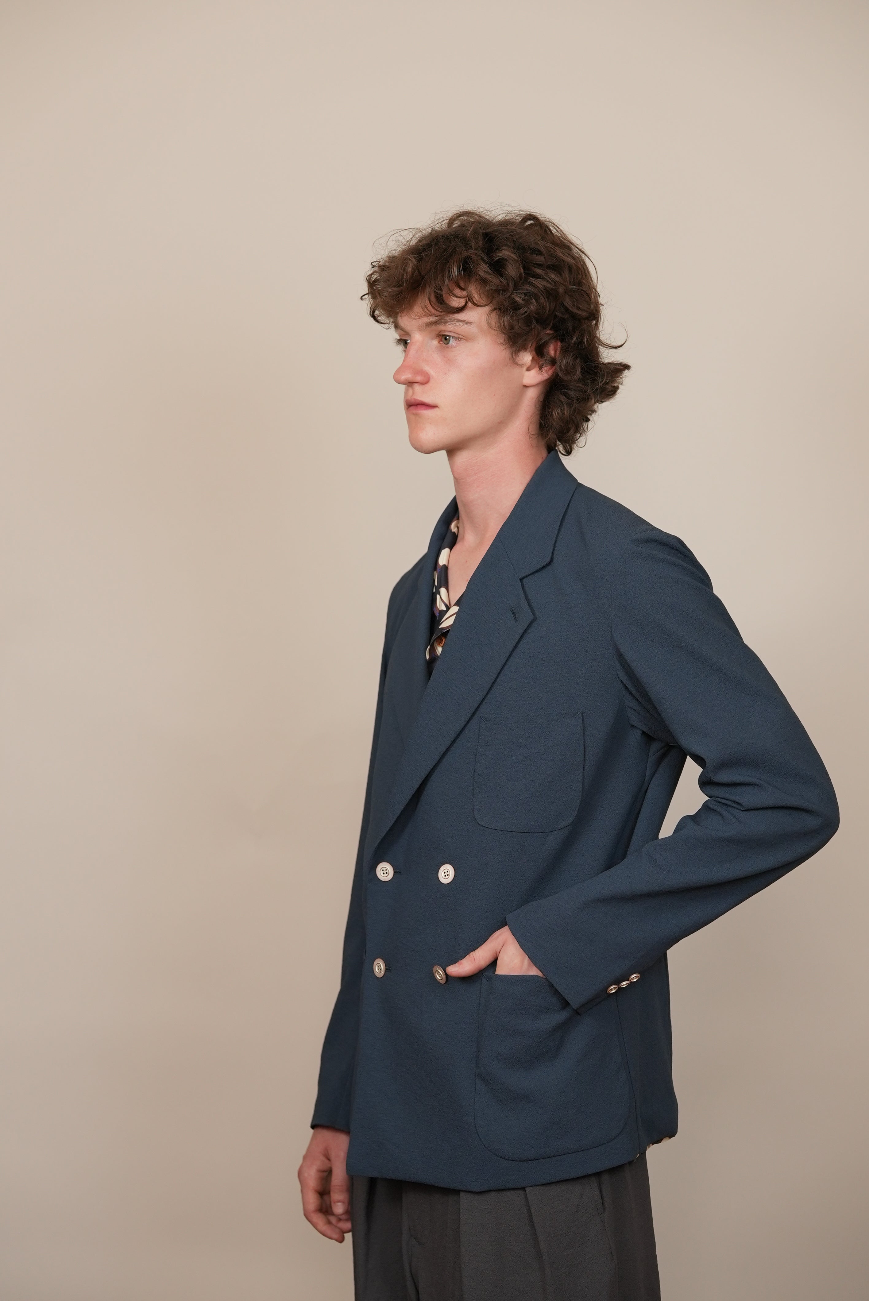 COMFORT TAILORED JACKET bleu grey amunzen