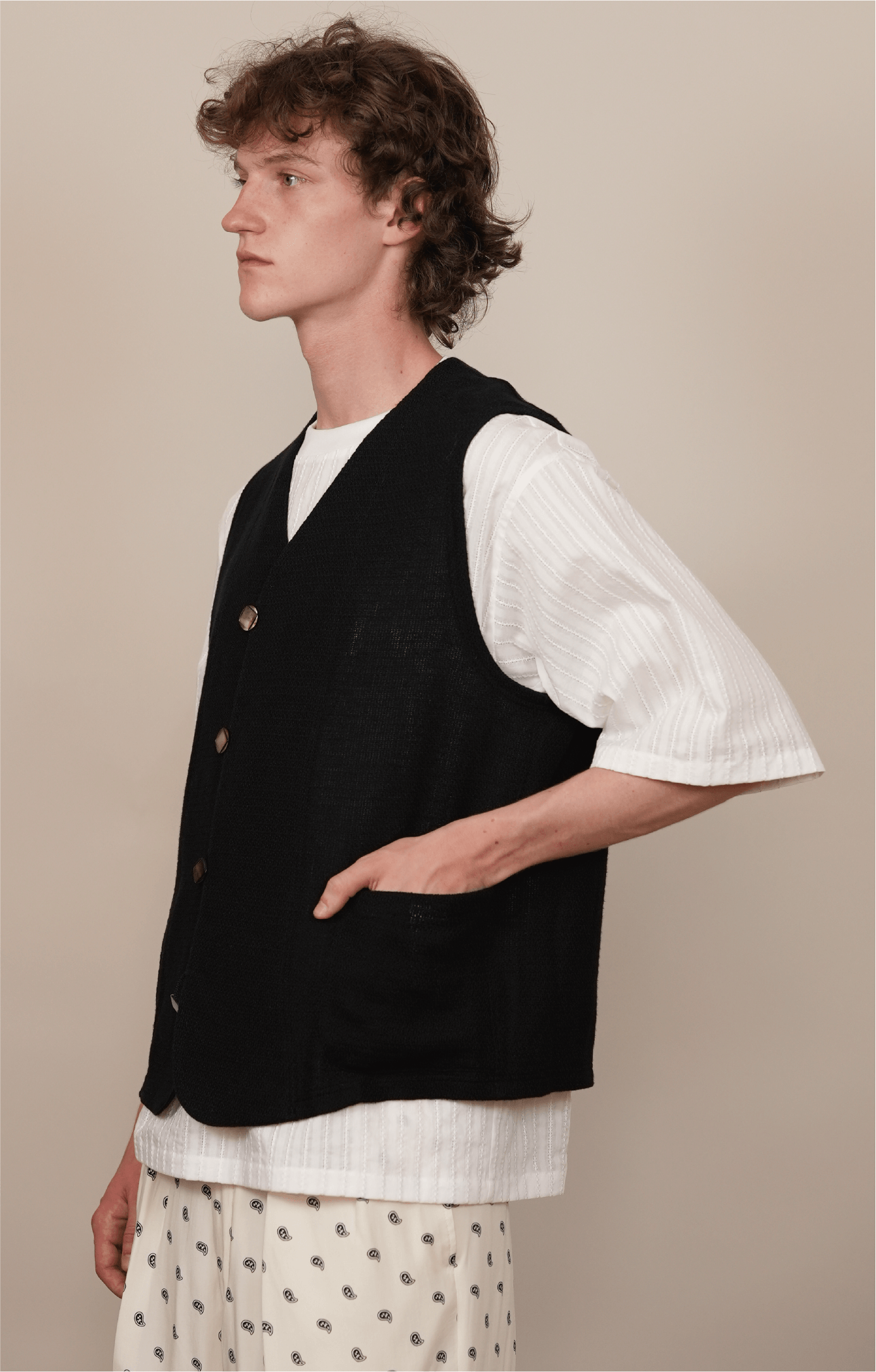 LOOP FRONT SINGLE GILET black mesh