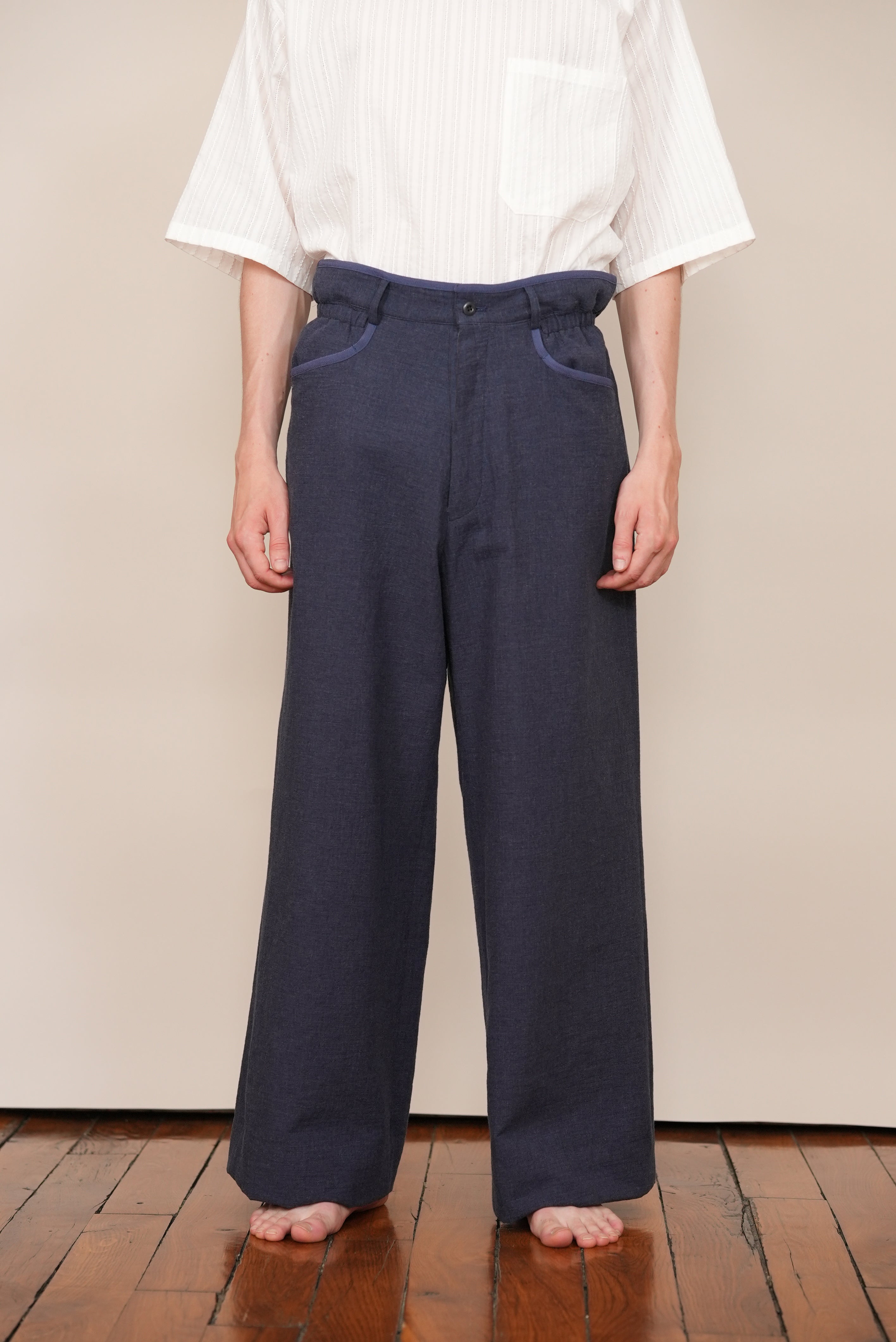 NO-TUCK ELASTCI WAIST PANTS navy