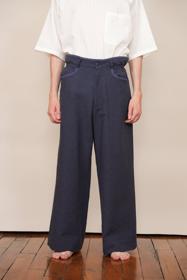 NO-TUCK ELASTCI WAIST PANTS navy