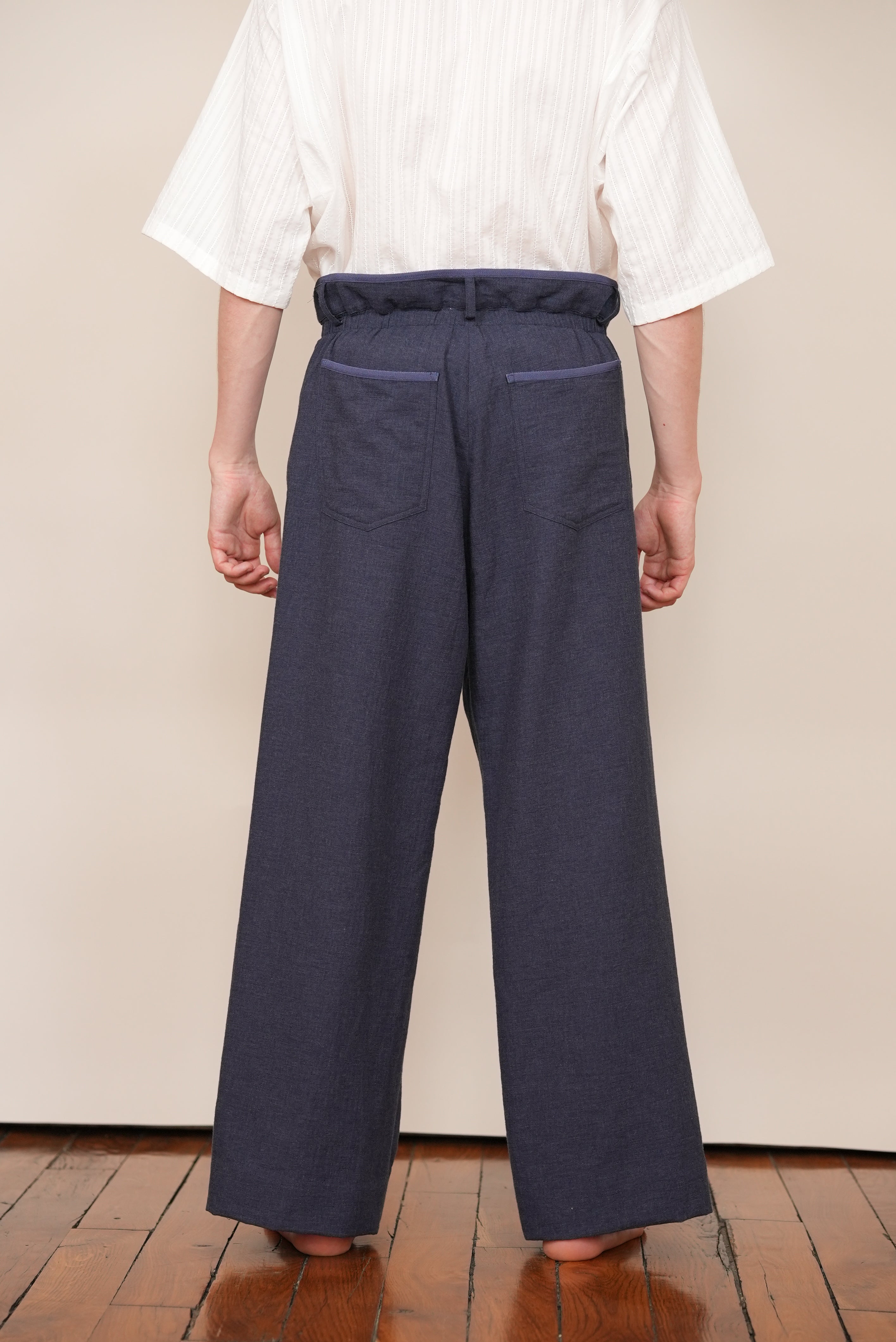 NO-TUCK ELASTCI WAIST PANTS navy
