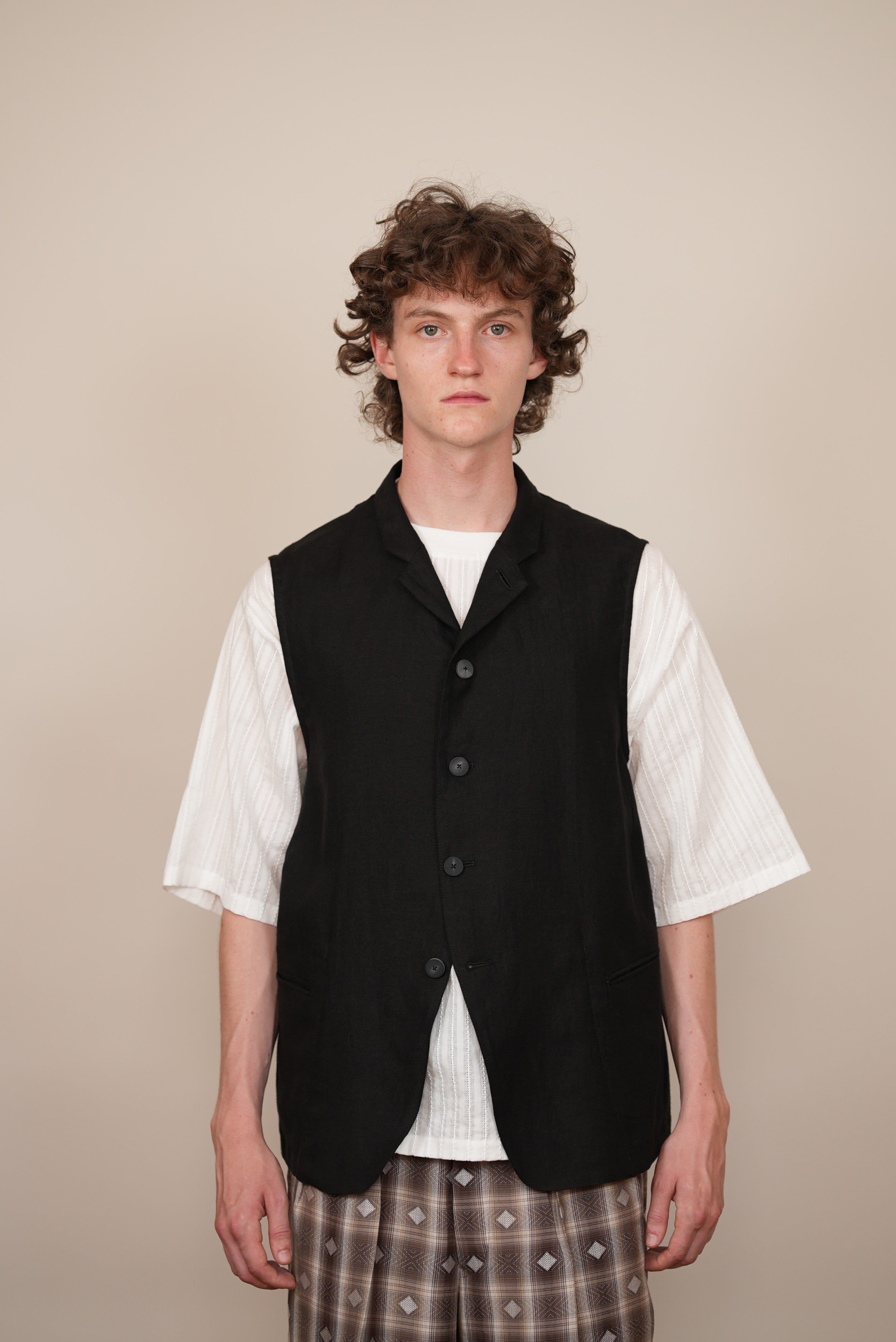 Stand-Up Collar Gilet khaki brown/black