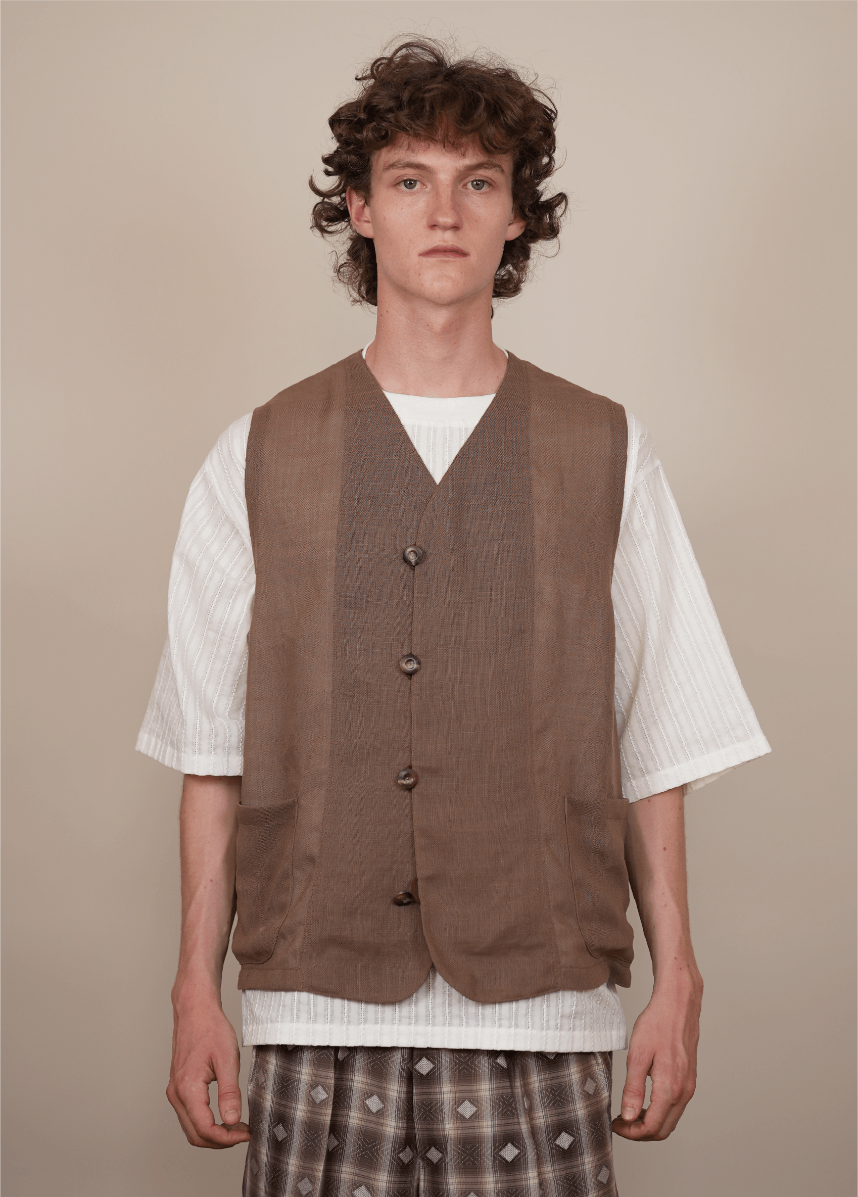 LOOP FRONT SINGLE GILET mocha mesh