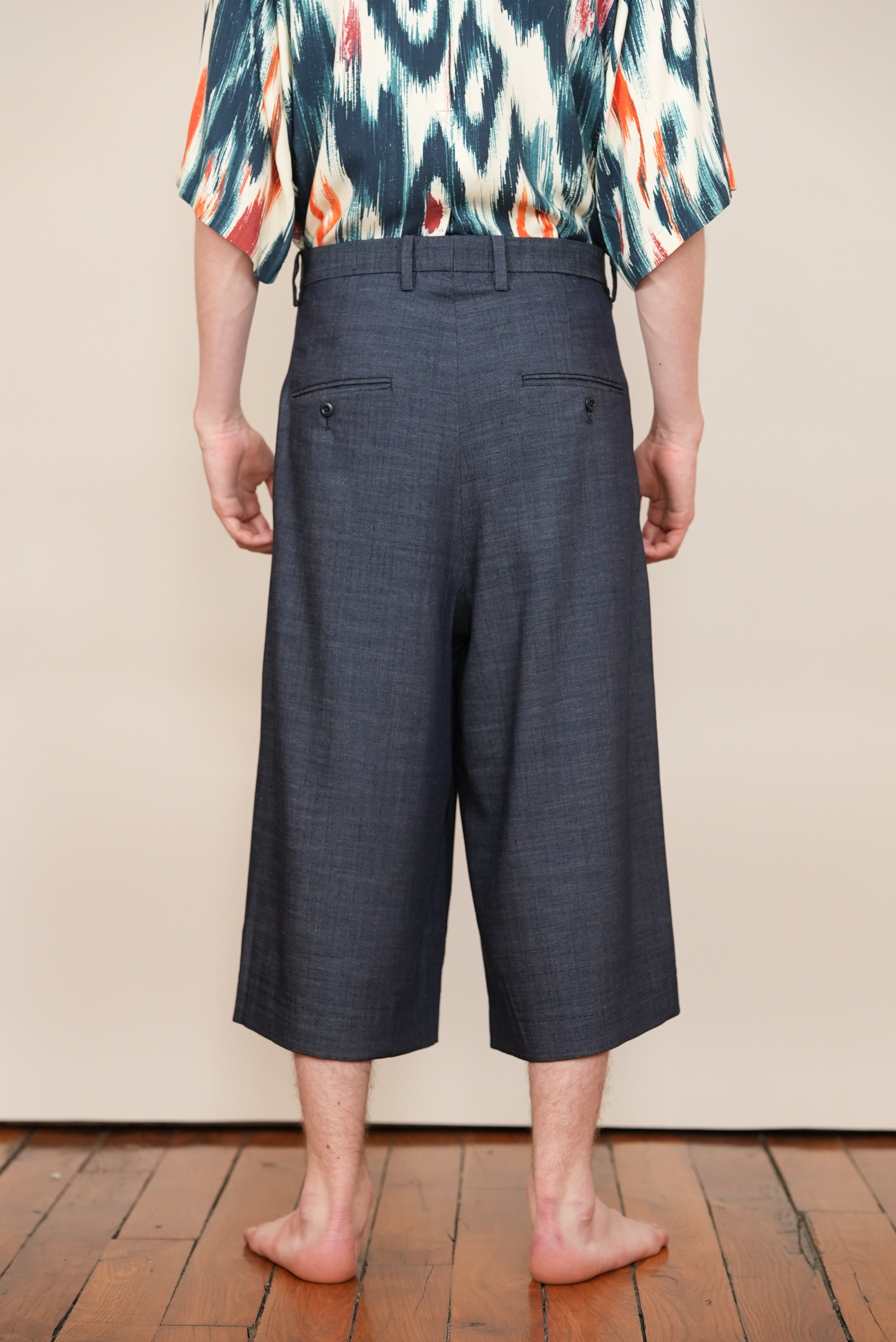 CROPPED 2-IN-TUCKED WIDE DRESS PANTS denim