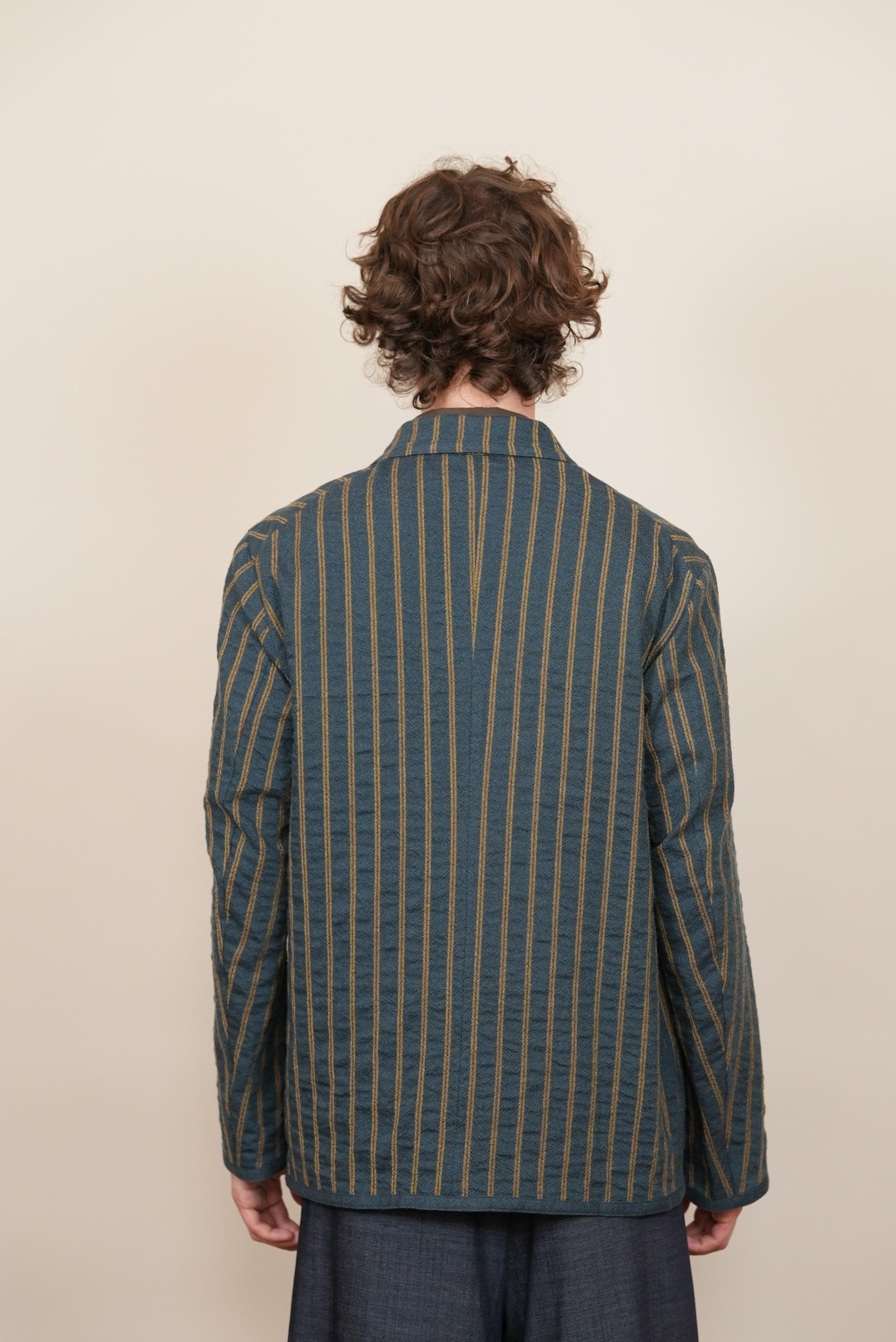 Single Trimming Jacket grey bleu stripe