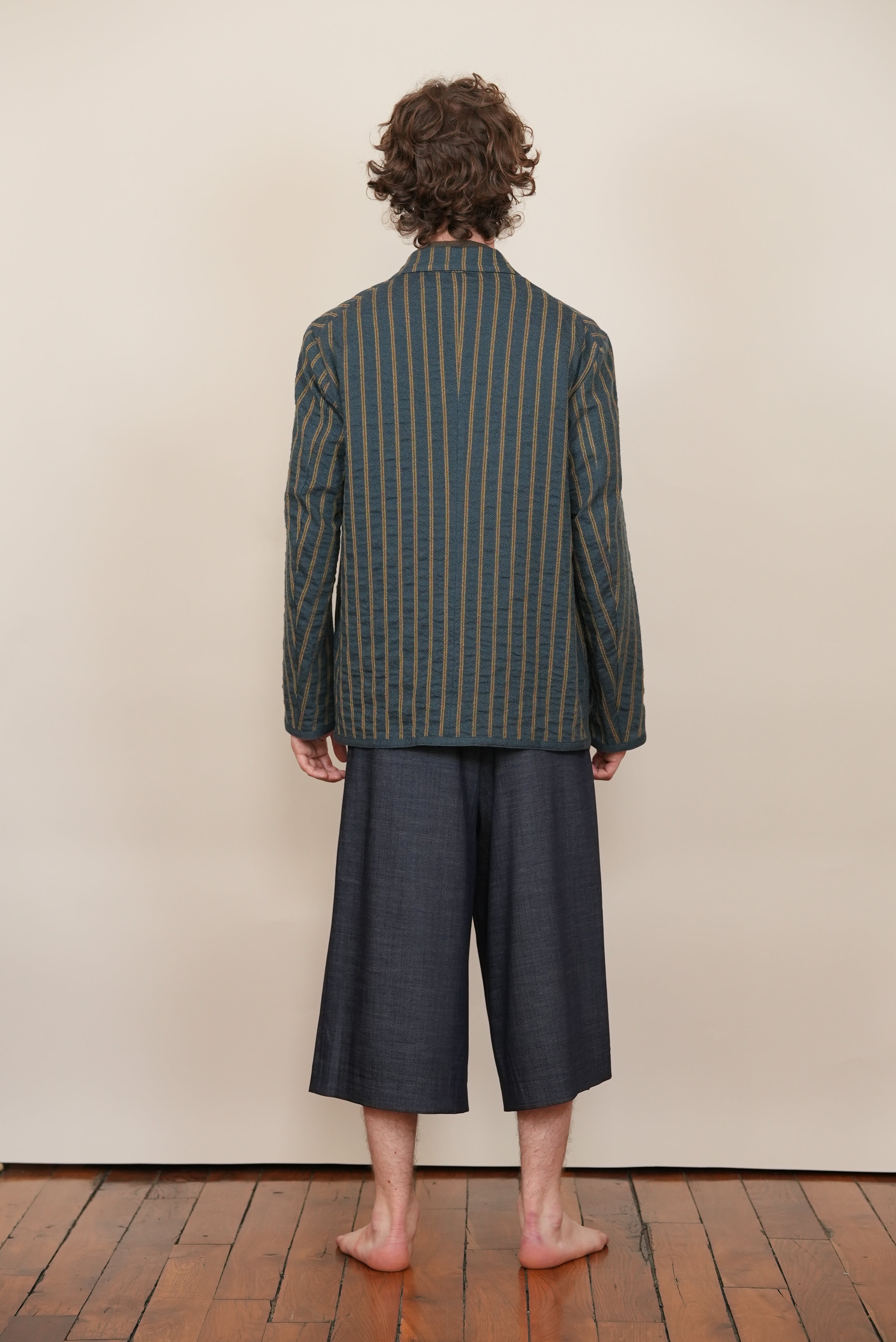 Single Trimming Jacket grey bleu stripe