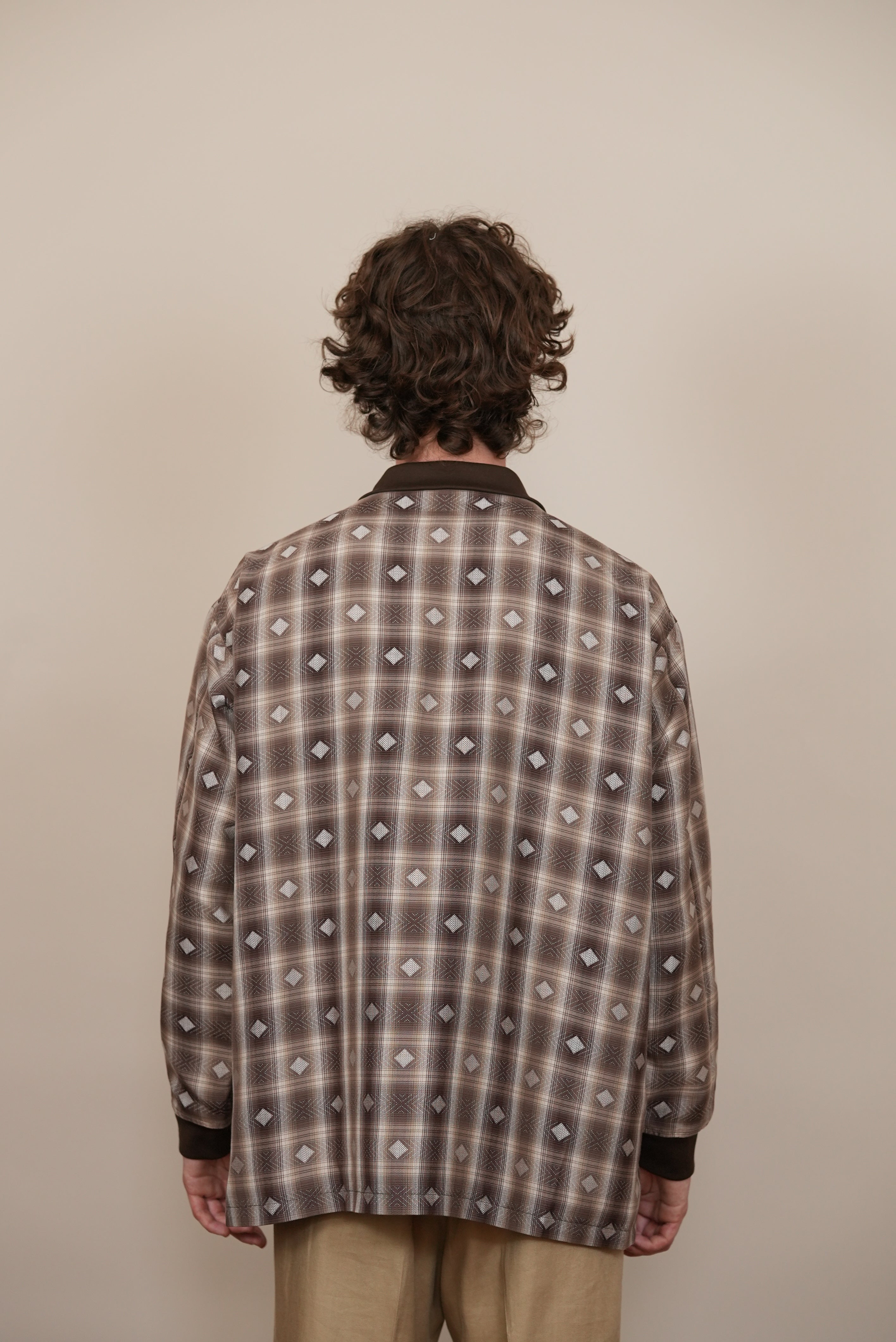 FULLY LINED OVER SHIRT jacquard check navy/brown