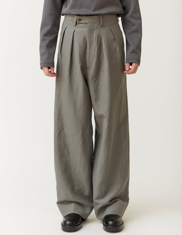 TUCKED WIDE PANTS -grey-