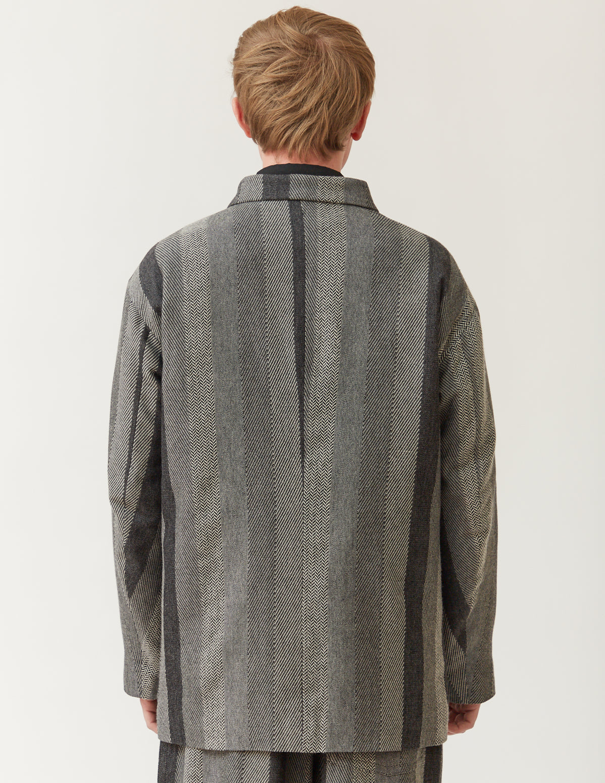 Bal-Collar Jacket -grey herringbone stripe-