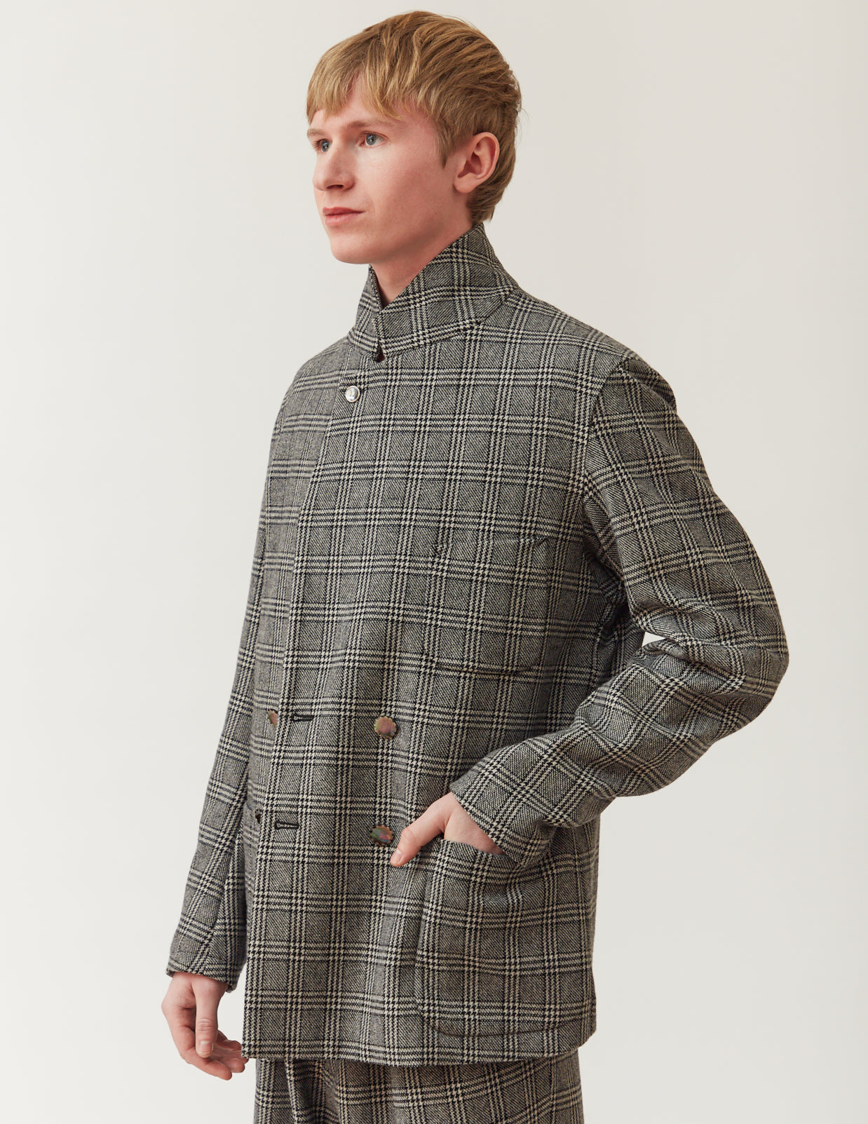 Double Comfort Loosen Jacket -glen plaid-