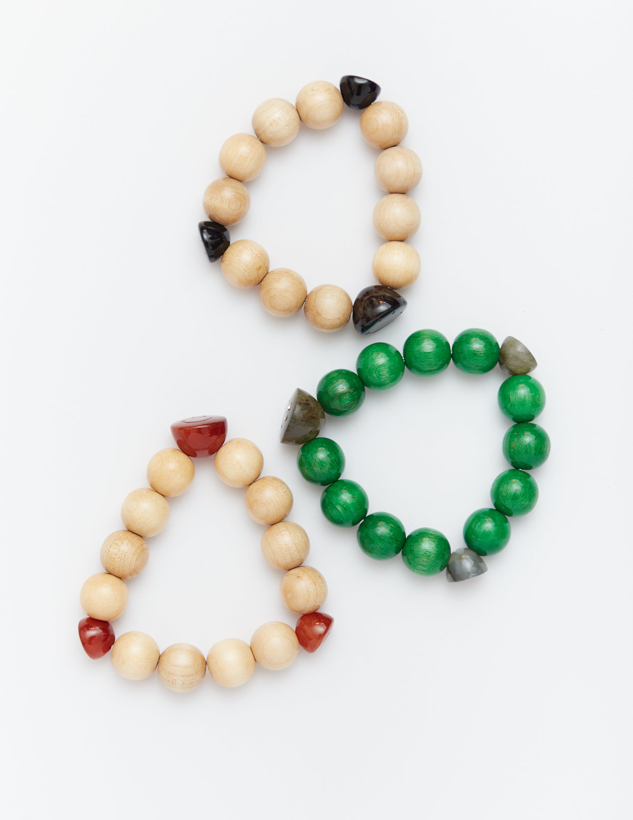 WOOD BEADS x SMILE STONE BRACELET