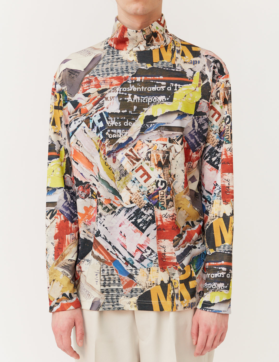 PRINT RAISED NECK LONG SLEEVE PULLOVER collage