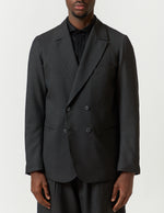 Peaked-Lapel Double Comfort Loosen Jacket -charcoal x black-