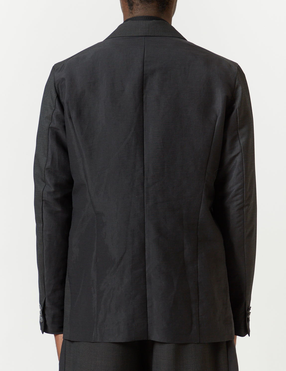 Peaked-Lapel Double Comfort Loosen Jacket -charcoal x black-