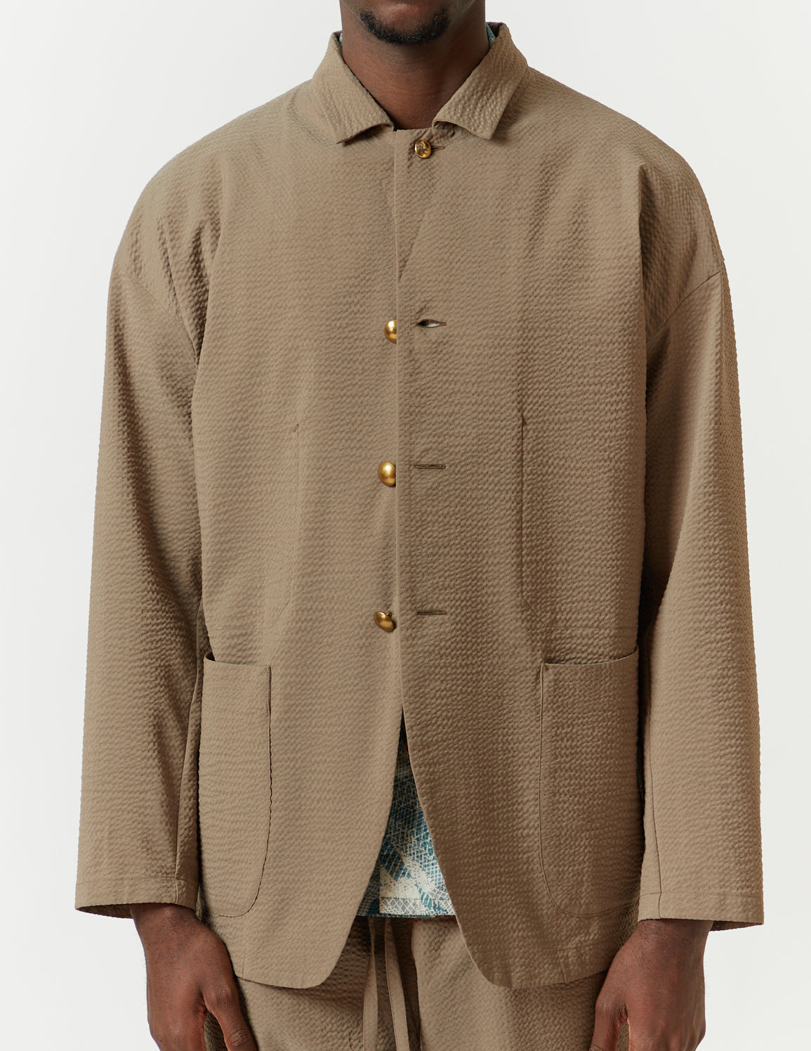 Washable Single Shirt-Jacket navy/beige