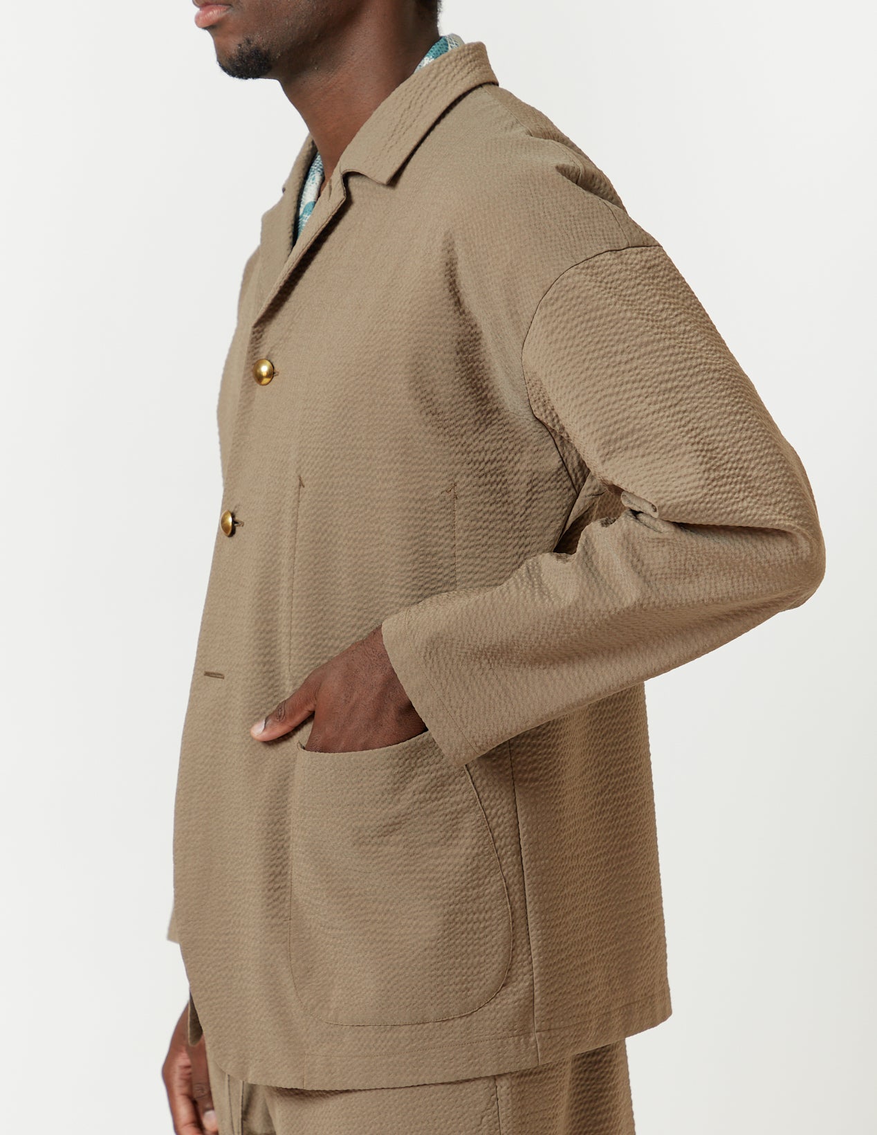 Washable Single Shirt-Jacket navy/beige