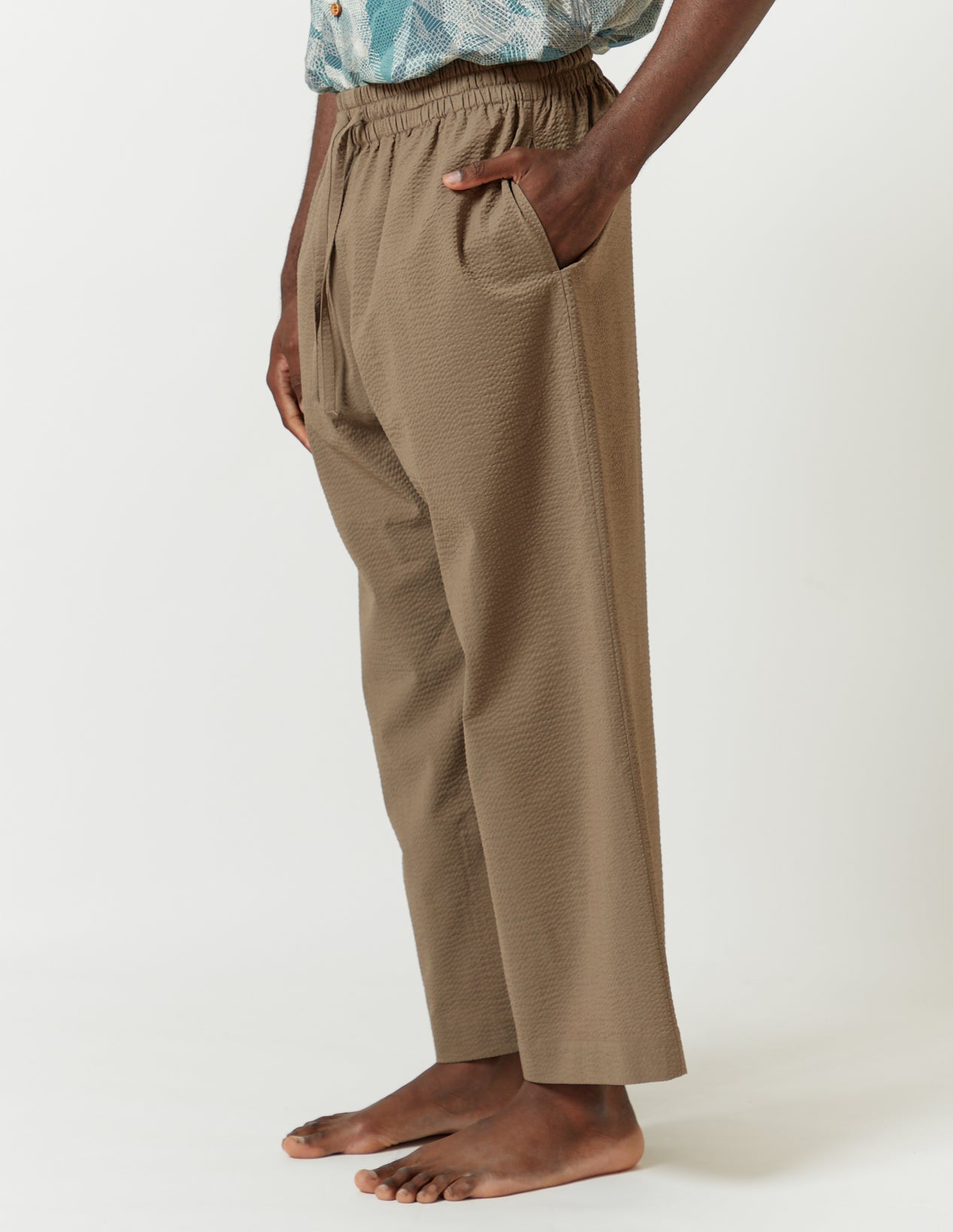 Washable Drawstring Pants beige/navy